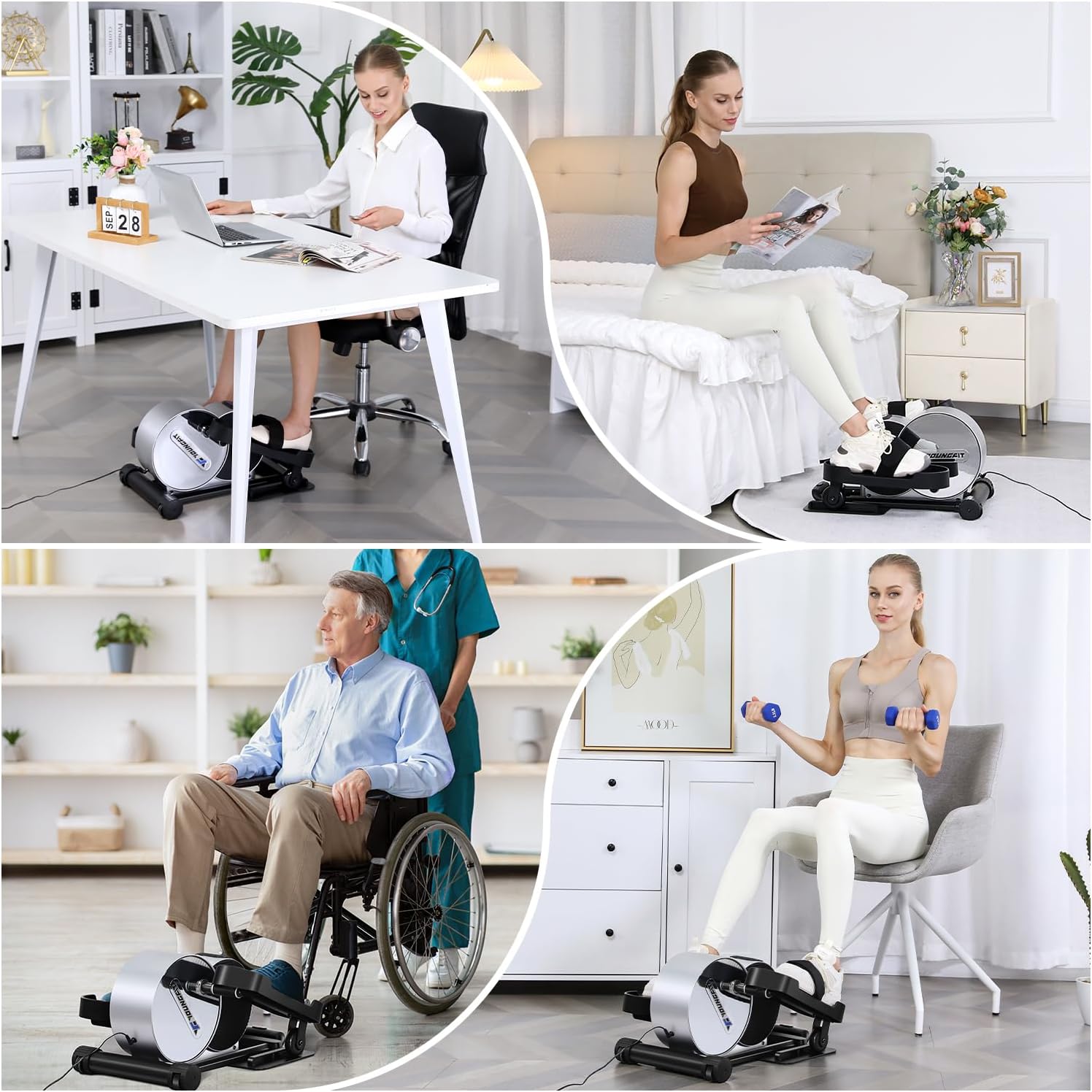 YOUNGFIT Under Desk Elliptical Machine, Electric Leg Exerciser While Sitting for Seniors Adults, Quiet & Portable Pedal Exerciser with Telescopic