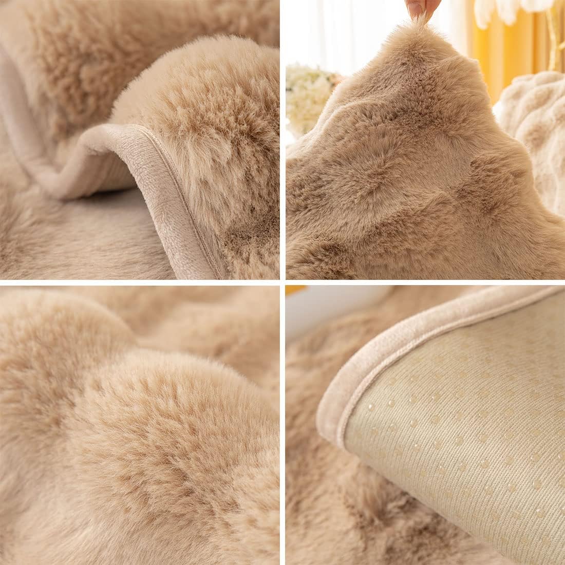 XSlive Funda de sofá de piel sintética suave y cálida, gruesa y peluda, antideslizante, de color sólido, protector de muebles para niños, mascotas