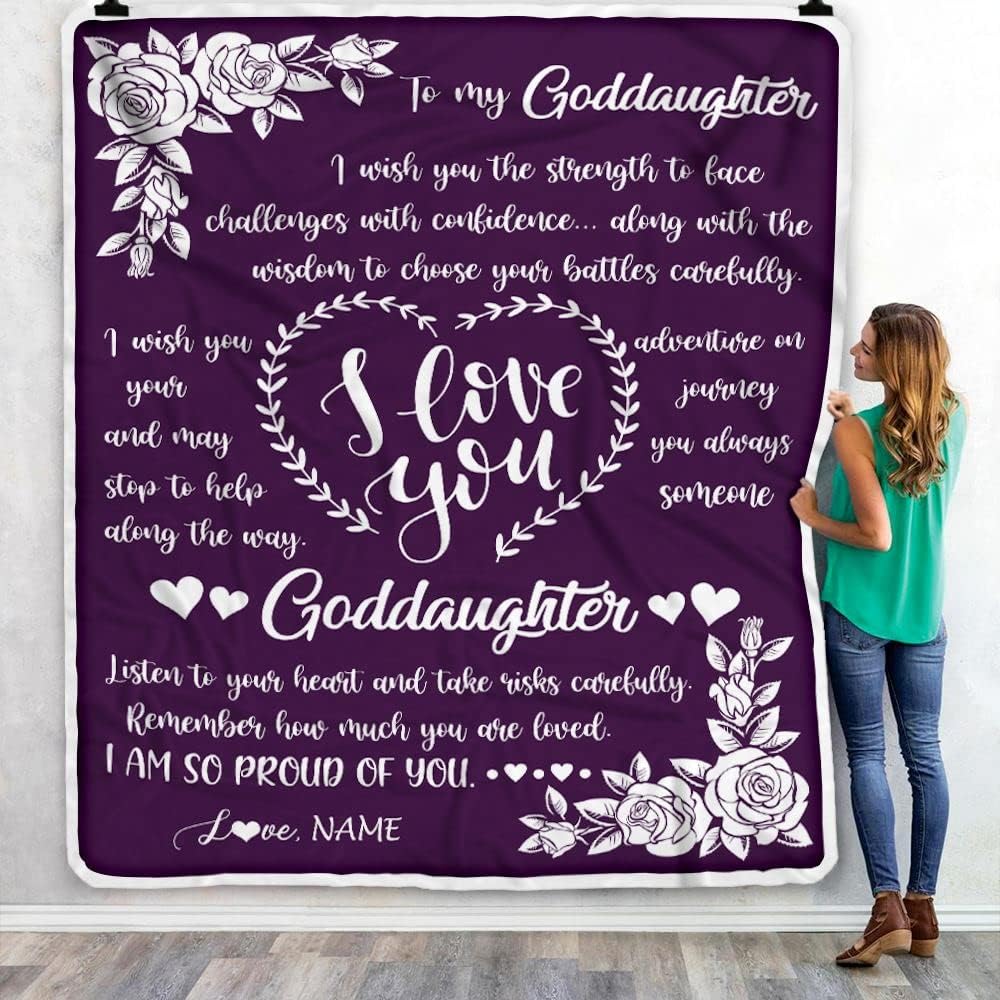 Manta personalizada con texto en inglés To My Goddaughter from Godmother I Wish You The Strength, 1208