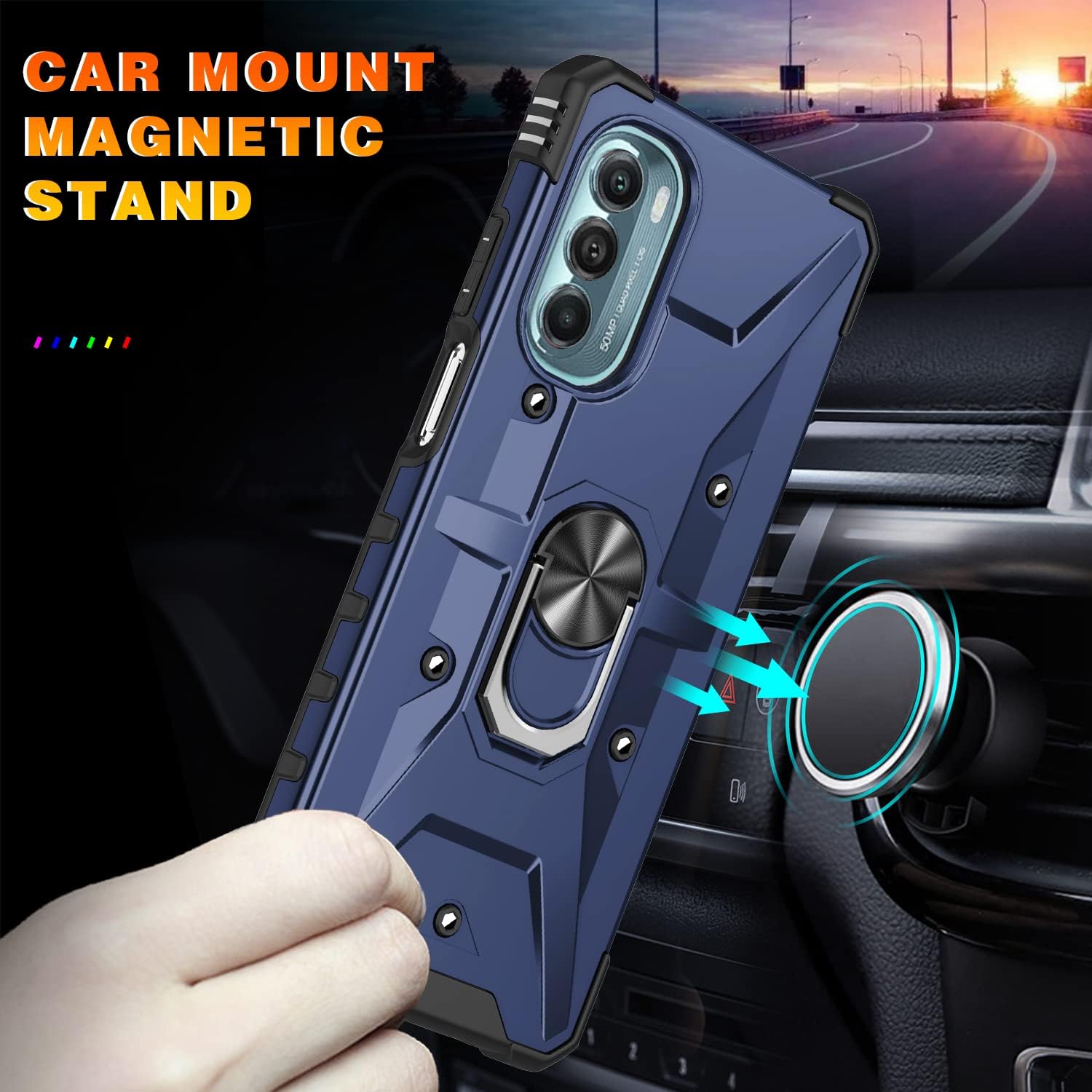 Funda compatible con Motorola Moto G Stylus 5G 2022 con protector de pantalla HD, soporte magnético, resistente a los golpes, funda protectora para