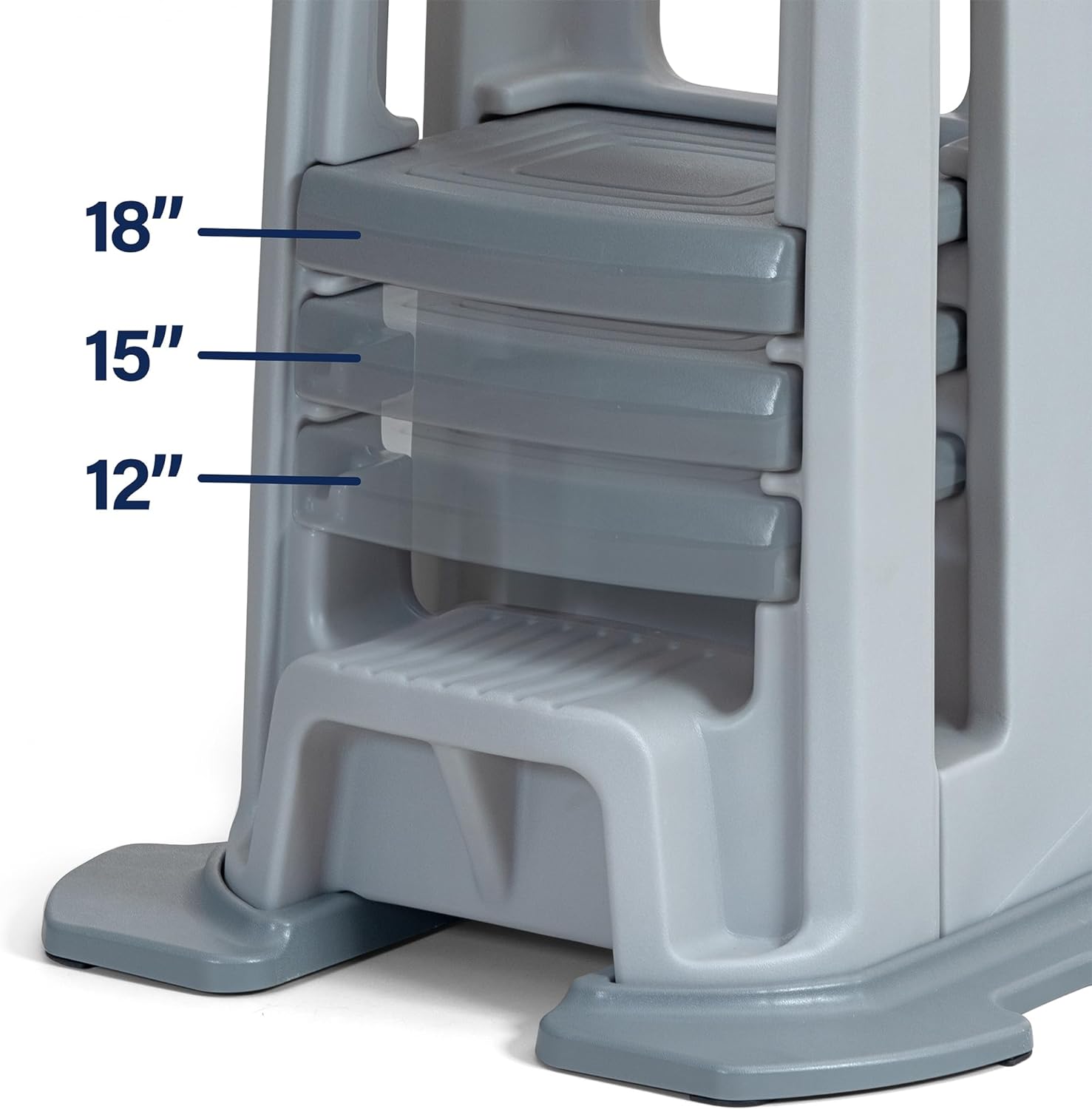 Simplay3 Taburete de cocina Montessori de pie para niños pequeños con base estabilizadora resistente y plataforma ajustable, 20.5 pulgadas de