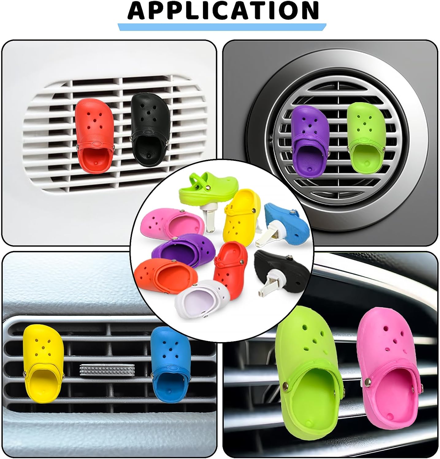Paquete de 1 bonito ambientador de automóvil, clips de ventilación de automóvil con forma de zapato con 2 recambios, almohadillas de repuesto de