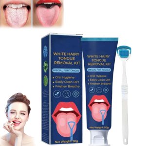 Kit de eliminación de lengua peluda blanca, raspador de lengua para adultos, gel limpiador de manchas de lengua con cepillo limpiador, gel de Kit de eliminación de lengua peluda blanca, raspador de lengua para adultos, gel limpiador de manchas de lengua con cepillo limpiador, gel de