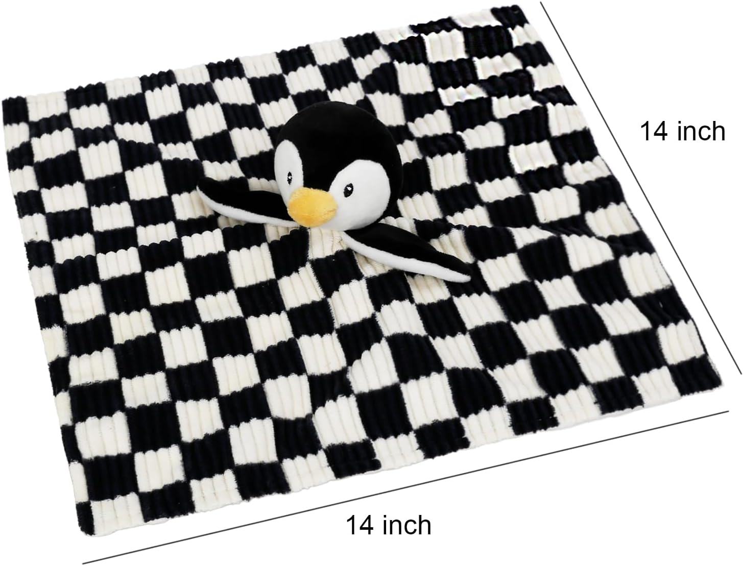 Manta de bebé Lovey para niños y niñas, súper suave tablero de ajedrez con respaldo de tela de punto minky, pingüino, animal de peluche, bonito