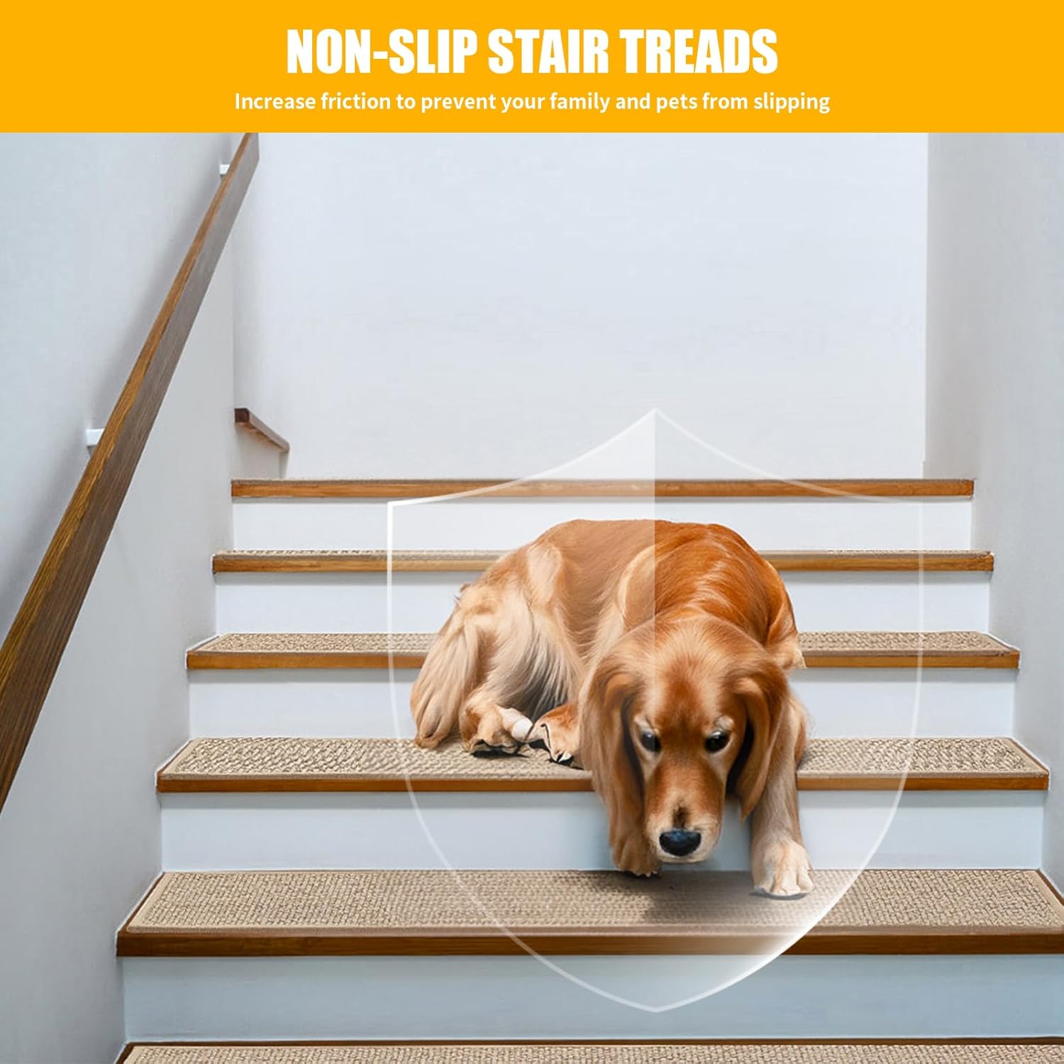 Qozary Peldaños de escalera para peldaños de madera para interiores, paquete de 15 peldaños de escalera, 8 x 30 pulgadas para escaleras alfombradas,