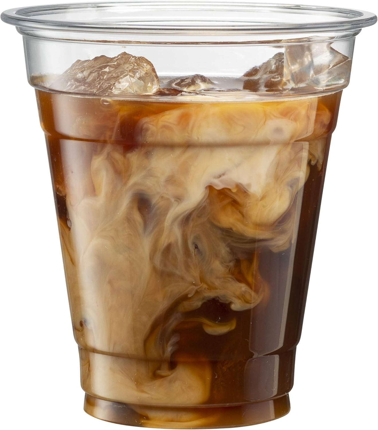 ELEGANT DISPOSABLES 50 juegos  12 onzas Vasos de plástico transparente para mascotas con tapas planas para café helado, bebidas frías, batidos,