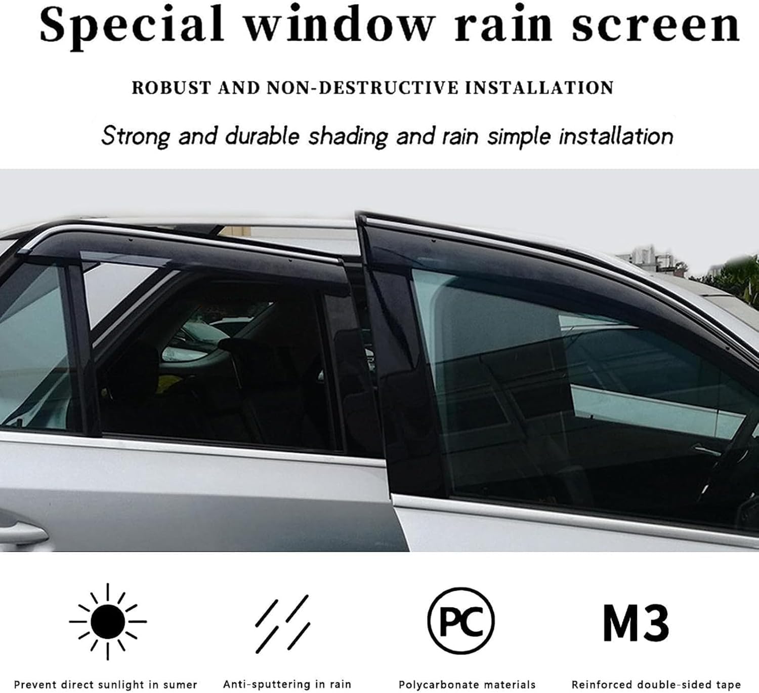 Deflector de ventana lateral para P-eugeot 301 2012-2019 Protectores de lluvia para ventana de automóvil, protector de lluvia para ventana lateral,