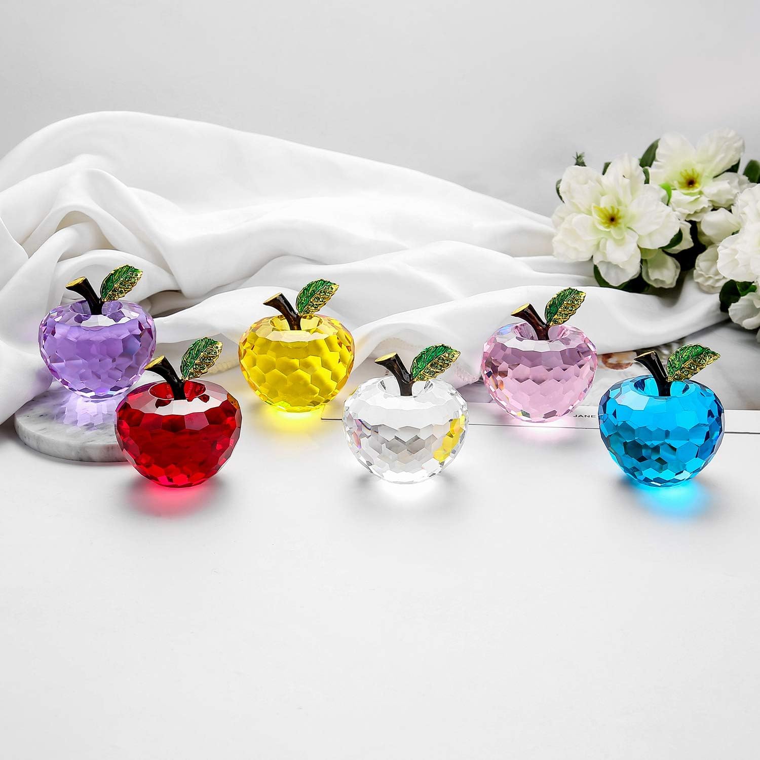 Vie jeune Figura de manzana de cristal, diseño de estatua hecha a mano, decoración del hogar, manualidades de cristal coleccionables, viene con caja