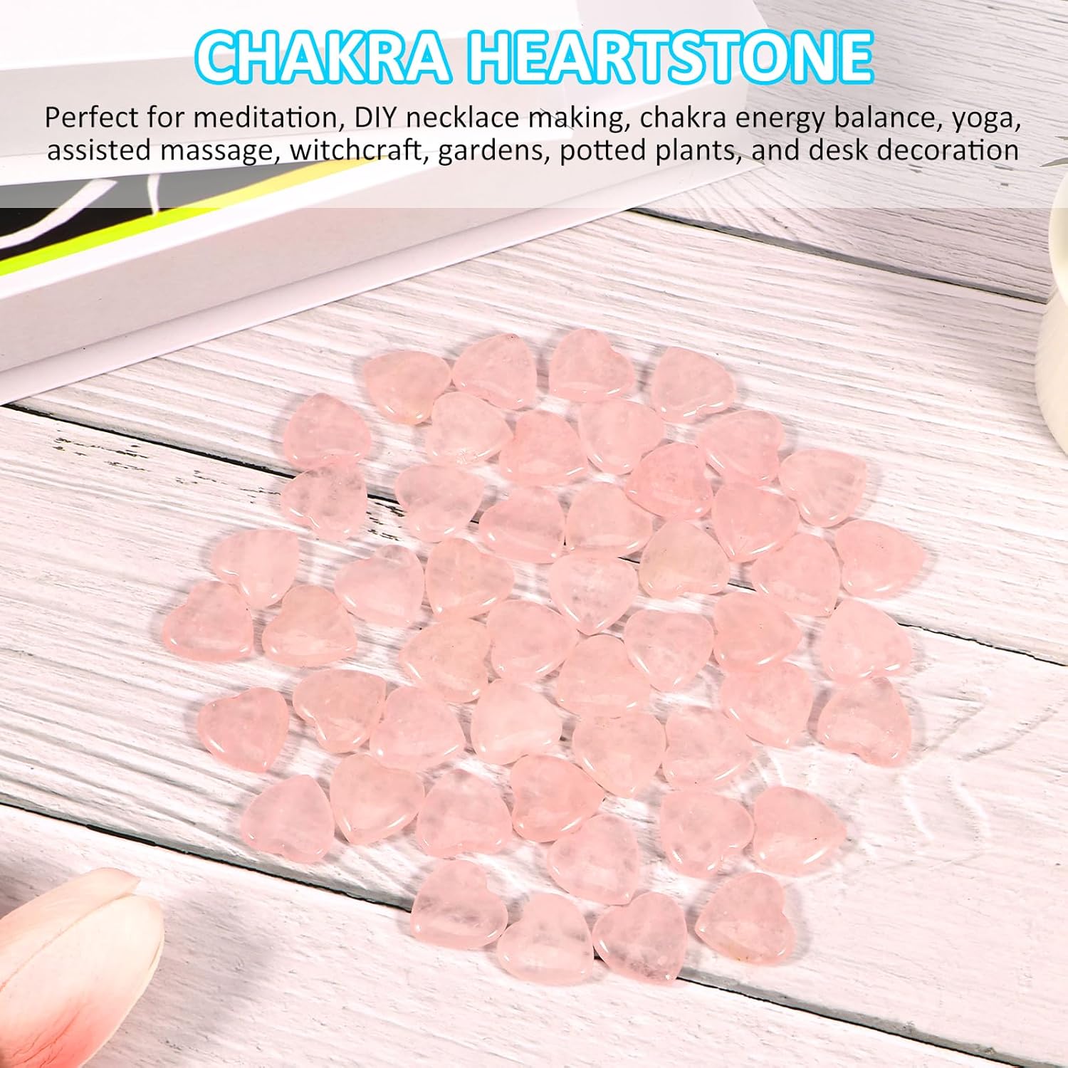 Juego de 50 cristales en forma de corazón, mini piedras de cristales de corazón, piedras de preocupación surtidas en forma de corazón, cuarzo rosa,
