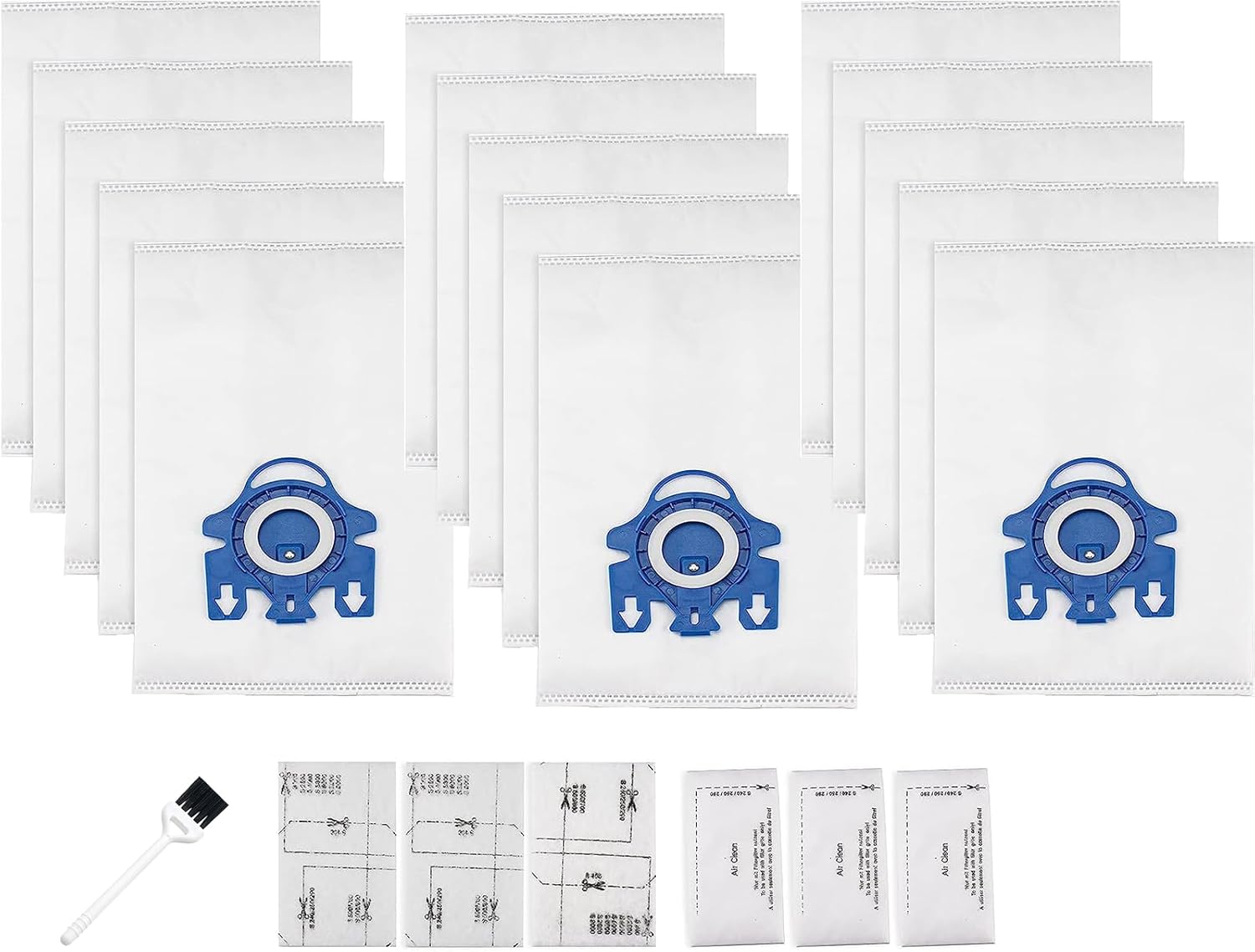 Paquete de 15 bolsas de repuesto Airclean GN 3D compatibles con aspiradora Miele Classic C1, C1 completa, C2 completa, C3, S227S240, S270, S400, S2,
