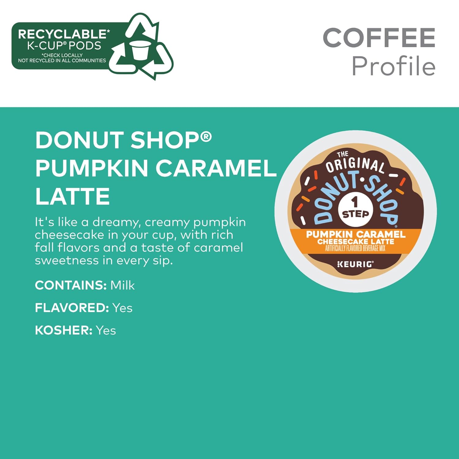 The Original Donut Shop – Cápsulas Keurig Single Serve K-Cup con leche y caramelo de calabaza, 60 unidades