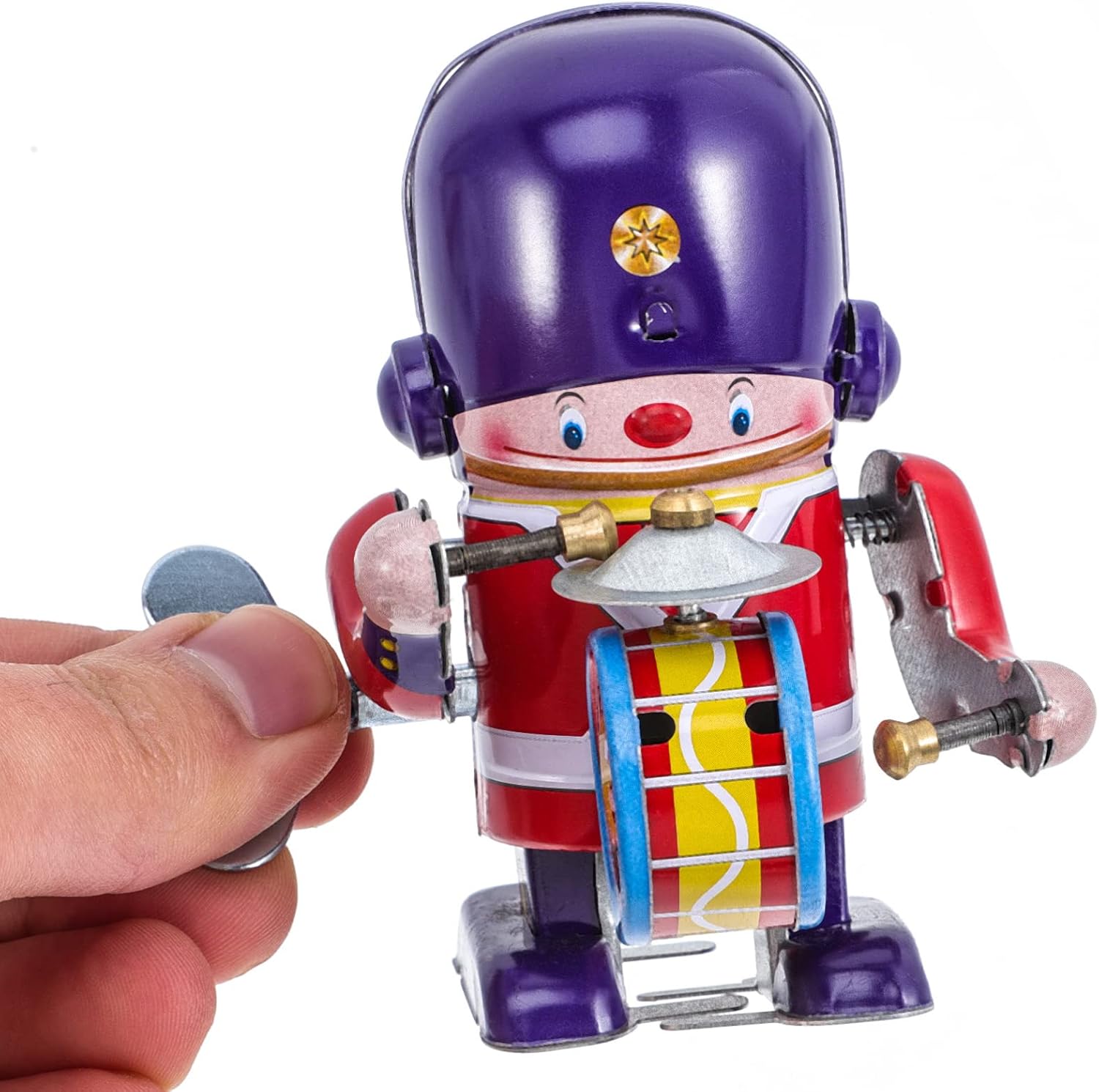 ABOOFAN Juguete de cuerda de hojalata de juguete mecánico que camina baterista soldado retro Pascua Vintage Wind- up juguete para niños, novedad de