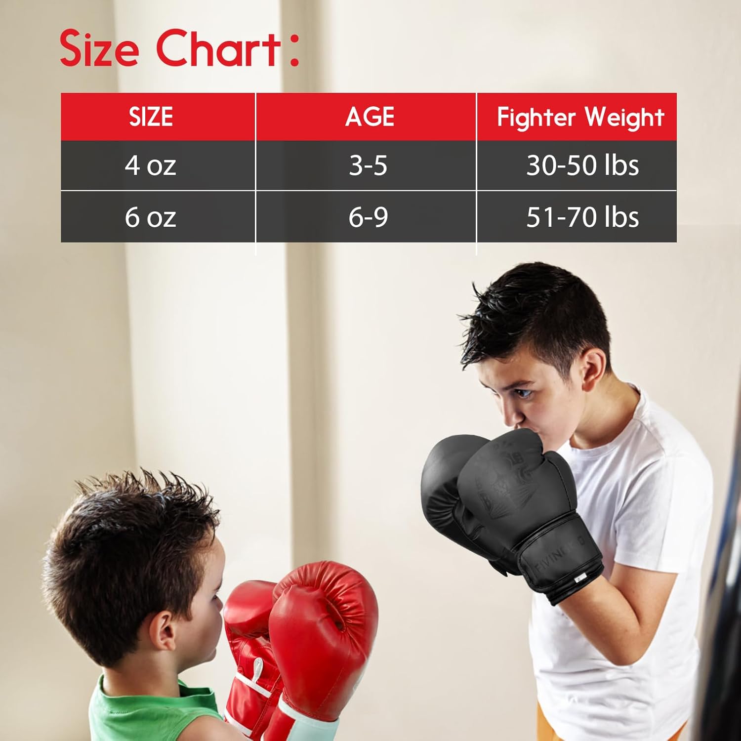 FIVING – Guantes de boxeo para niños y niñas, guantes de entrenamiento de boxeo juvenil para niños de 3 a 15 años, guantes de boxeo para saco de