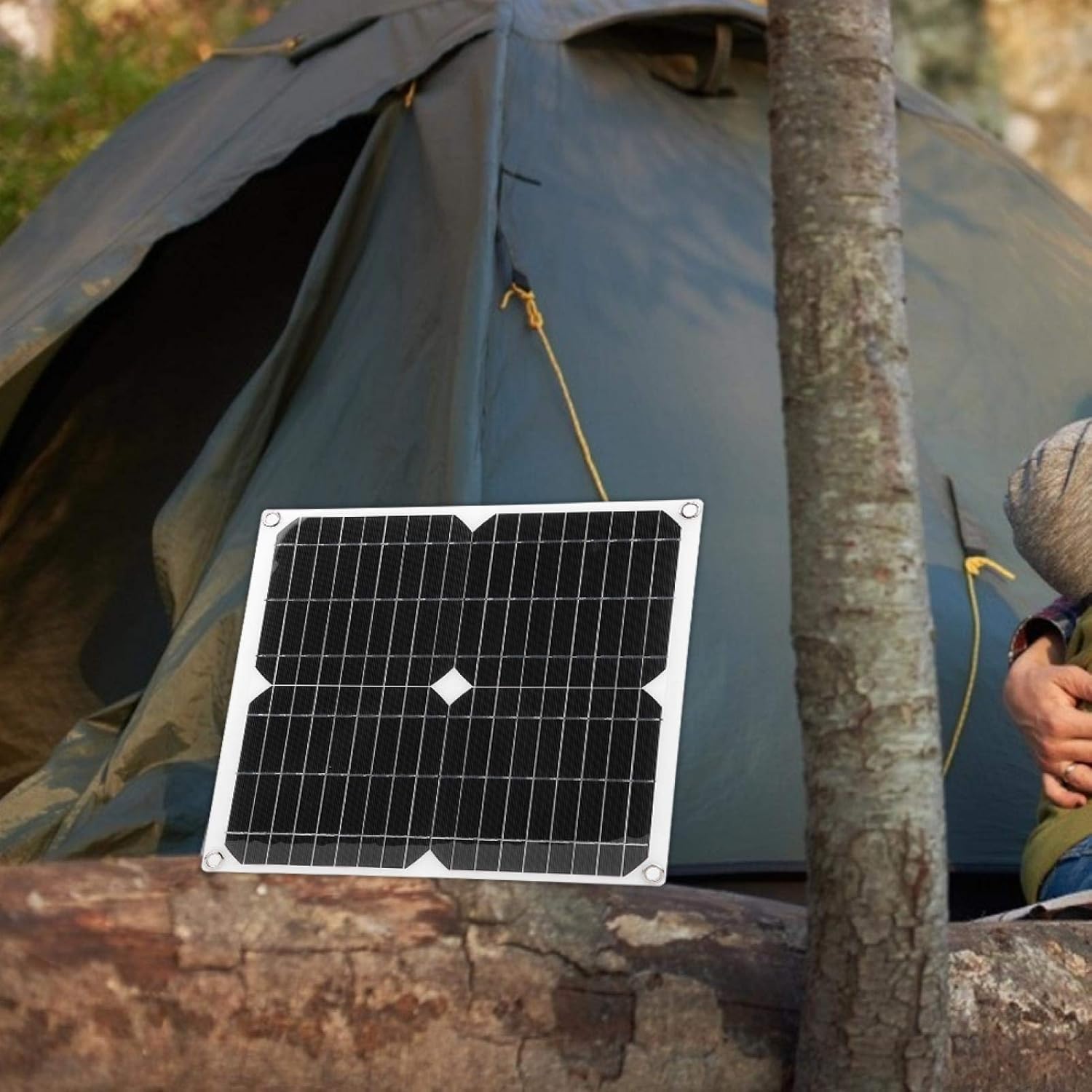 Hilitand Panel solar semiflexible Panel solar Tablero de carga Cargador de teléfono móvil para viajes al aire libre, camping, panel solar de 25 W 5