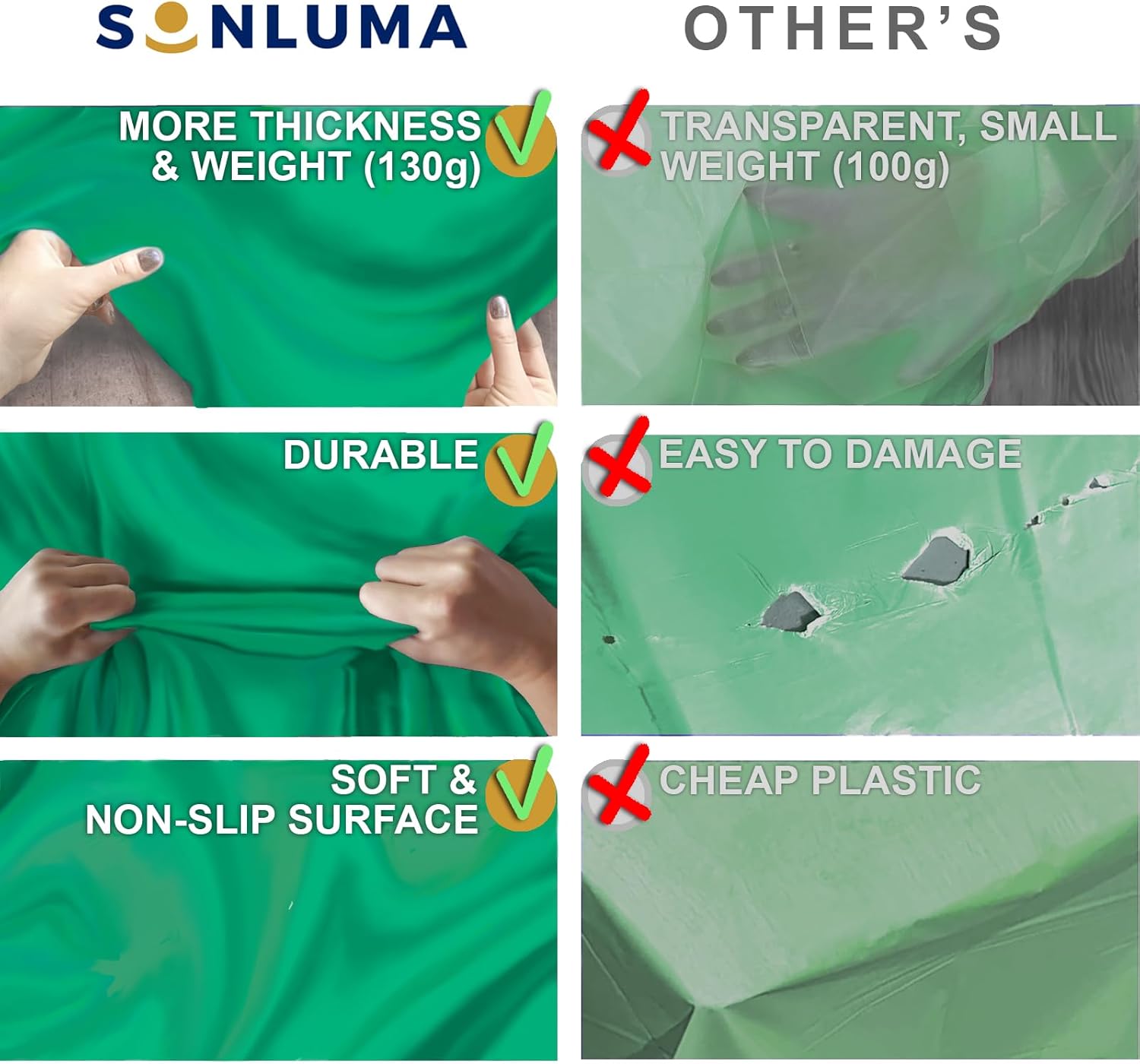 Sonluma – Paquete de 12 manteles de plástico desechables de alta calidad de 108 x 54 pulgadas para mesas rectangulares de 8 pies de largo, fundas