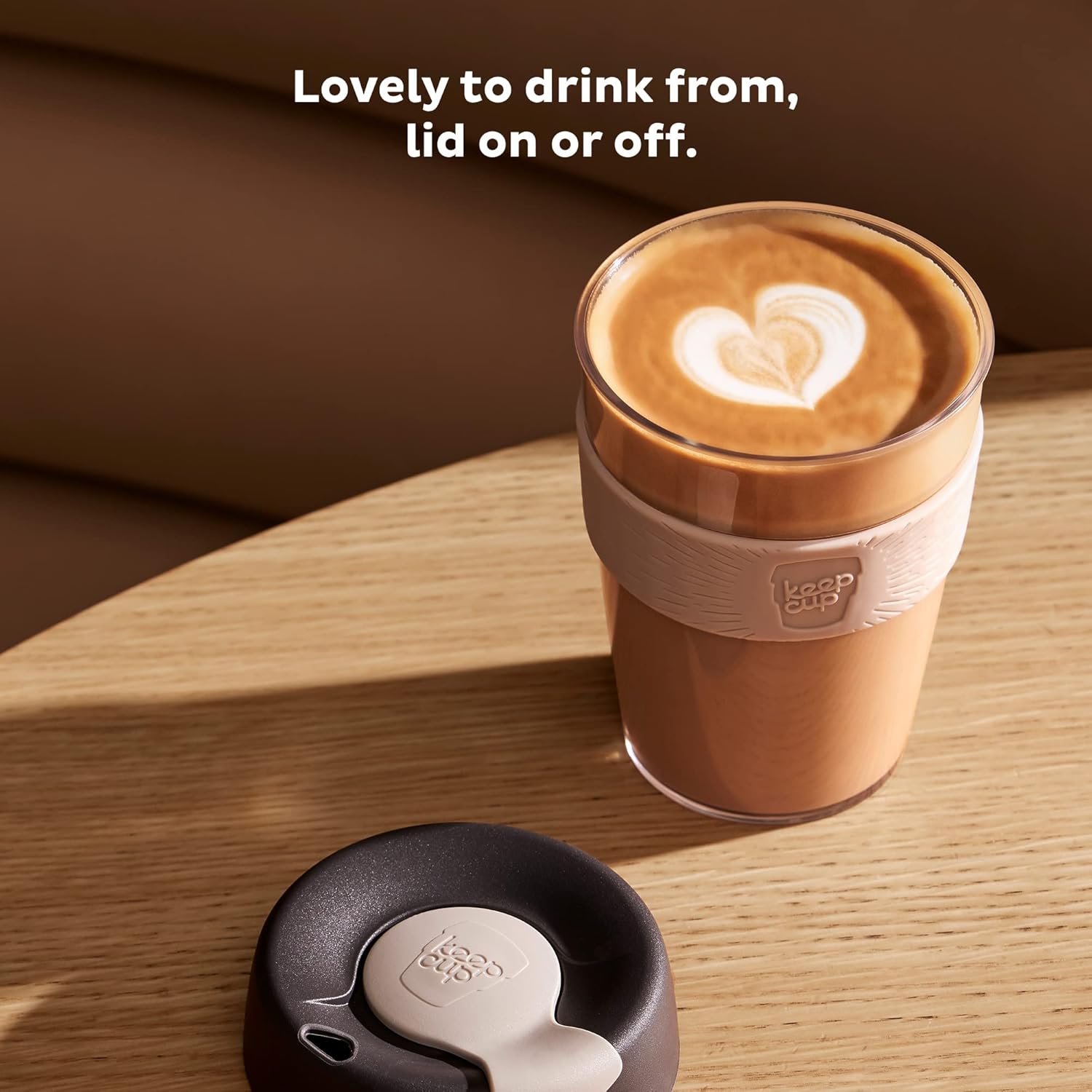 KeepCup Taza de café de plástico original, reutilizable, tapa a prueba de salpicaduras, sin BPA, grado barista, pequeña, 8 onzas, color negro