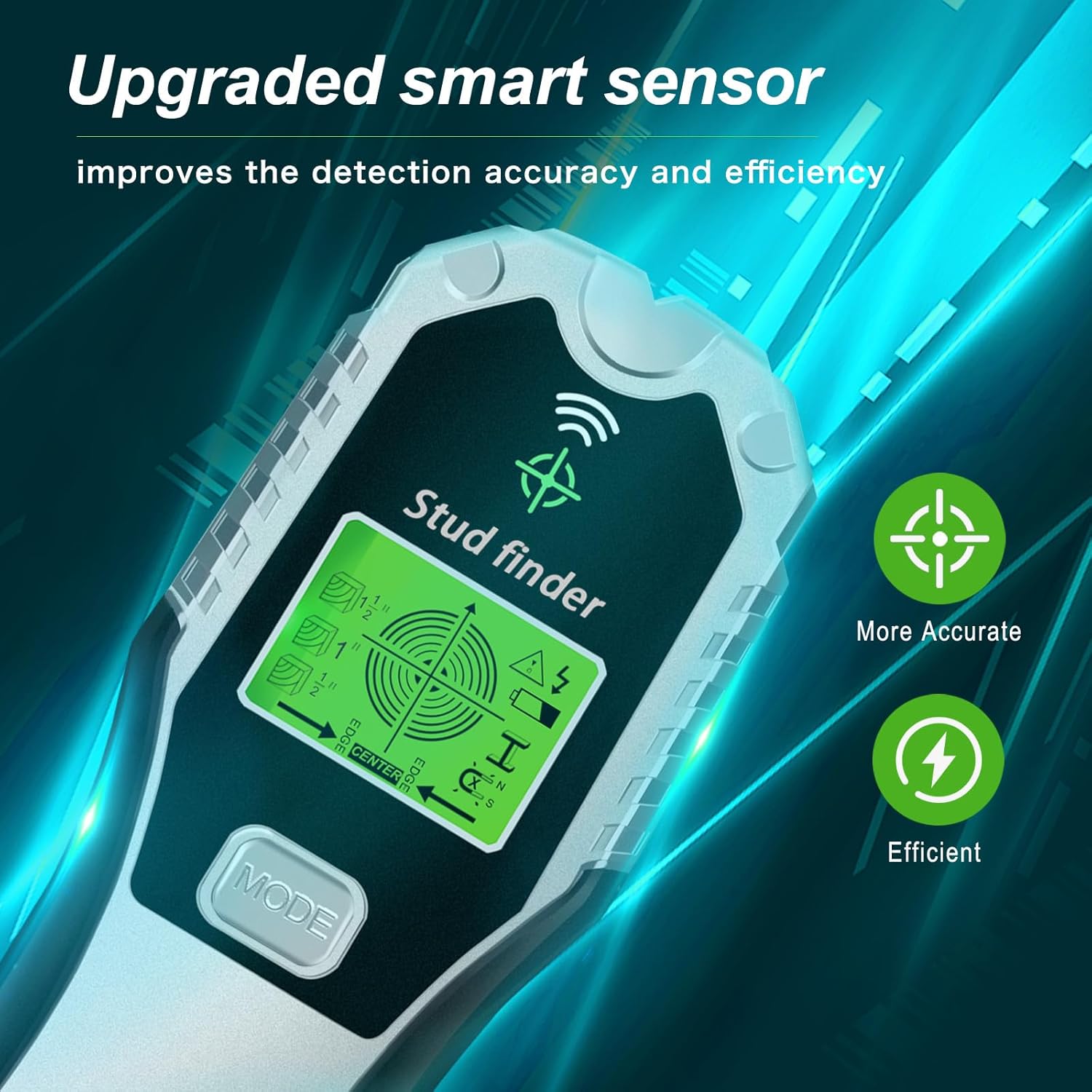 Escáner de pared 6 en 1, herramienta multifunción con sensor inteligente mejorado, pantalla LCD y alarma de audio para el centro y borde de metal,
