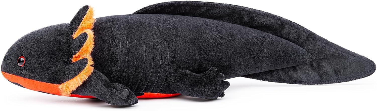 ZHONGXIN MADE Axolotl – Peluche de ajolote negro súper grande de 30 pulgadas, juguete realista de reptil negro, peluche real de gran peso, colección
