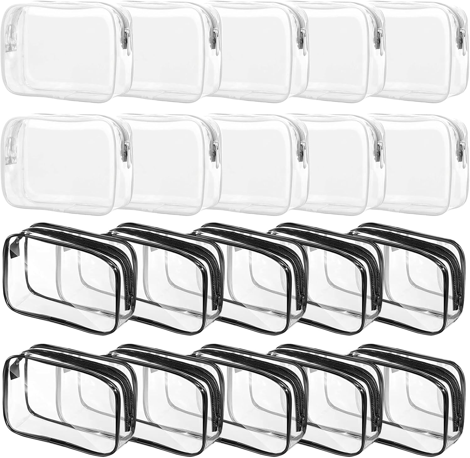 Paquete de 20 bolsas transparentes para cosméticos para mujeres y hombres, bolsas de aseo impermeables, bolsas de maquillaje de PVC, estuche