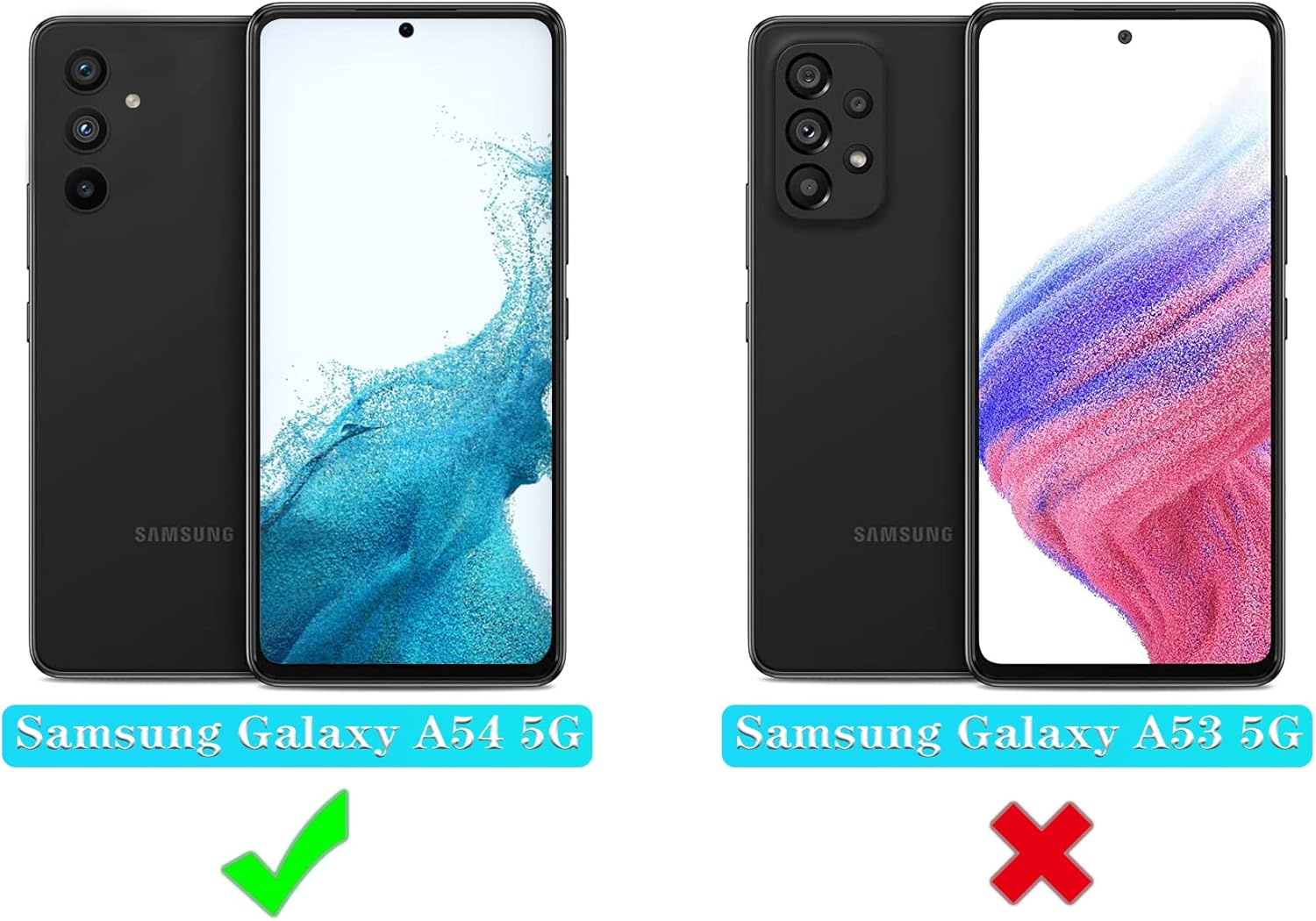Qinmay Funda para Galaxy A54 5G, Samsung Galaxy A54 5G con protector de pantalla HD (paquete de 2), funda para Samsung A54 5G, duradera a prueba de