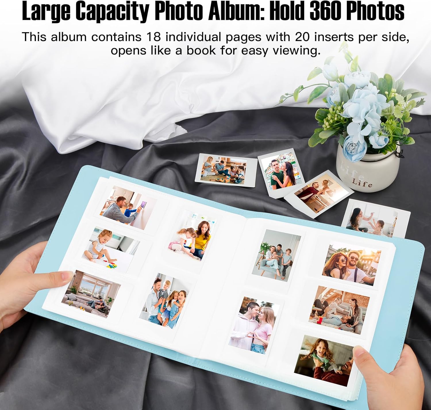 Álbum de fotos de 360 bolsillos para cámara instantánea Fujifilm Instax Mini 12 11 9 40 90 8 Evo LiPlay, cubierta de cuero, álbum de fotos de 2 x 3