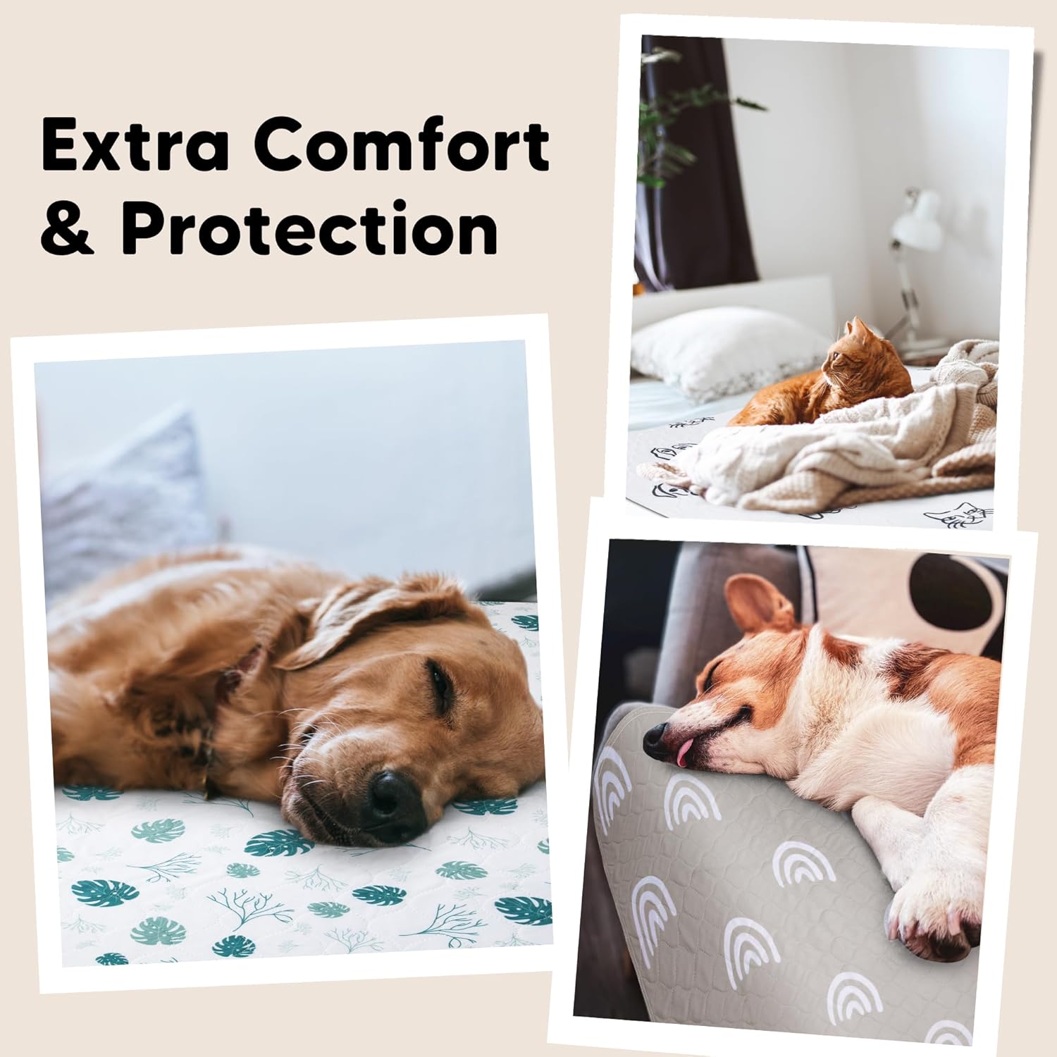Almohadillas lavables para orina de perros de 34 x 36 pulgadas (paquete de 2), almohadillas reutilizables para orina para perros, tapete impermeable