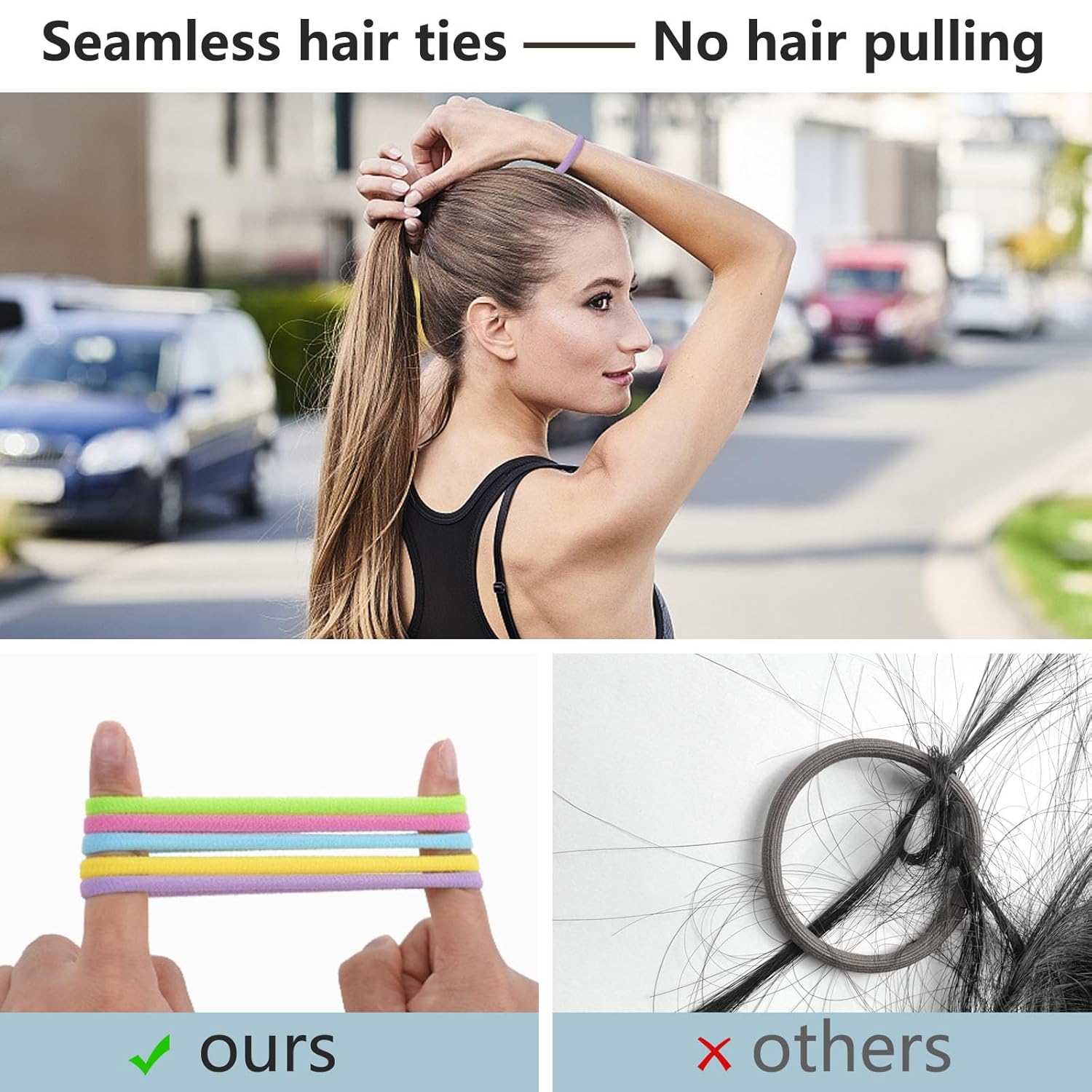 100 ligas para el cabello, ligas para el cabello sin daños, soportes para cola de caballo, elásticos para el cabello, accesorios para el cabello