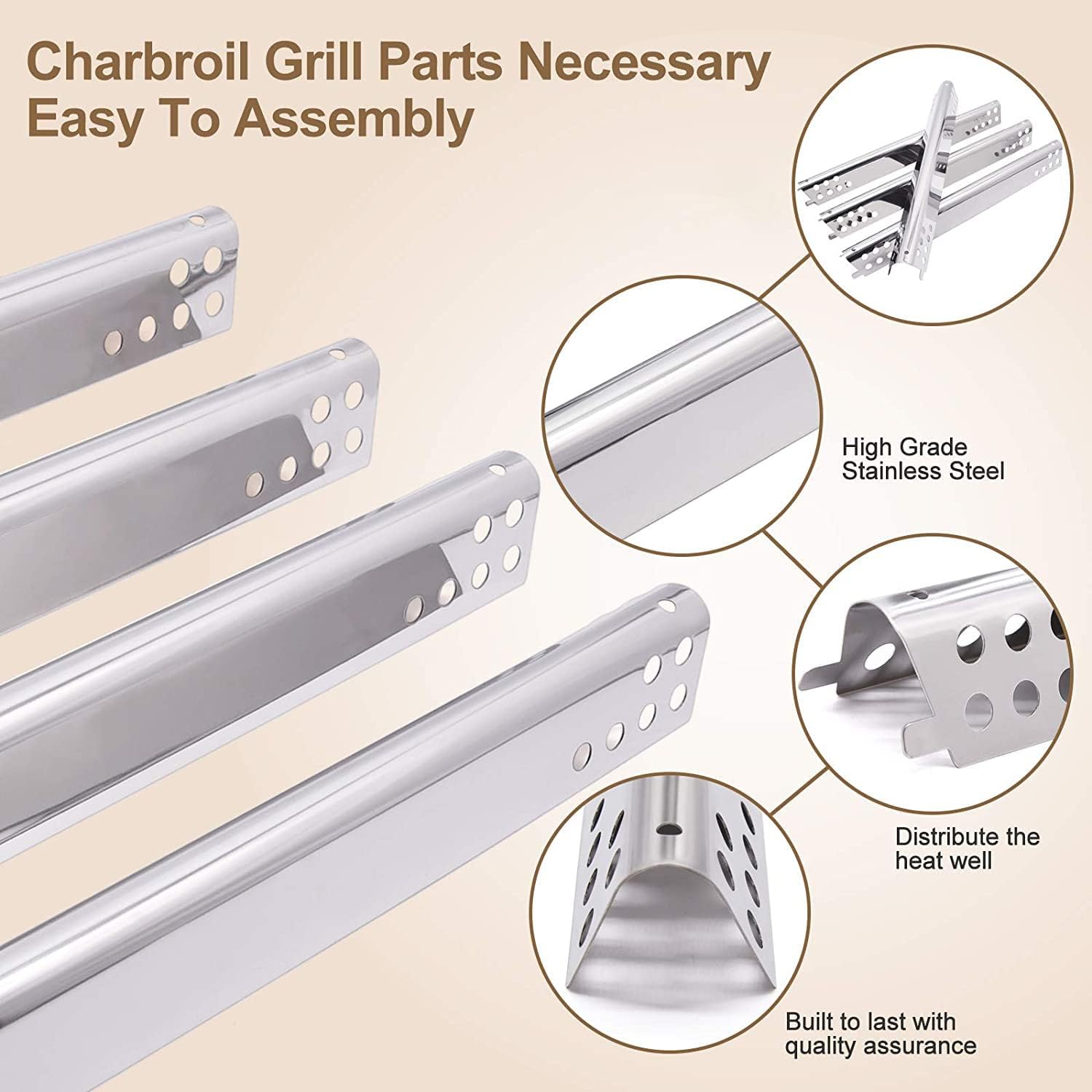 Criditpid Piezas de repuesto para parrilla Charbroil Advantage 6 Burner 463240115, 463235815, Charbroil 463344015, 463432215, 463343015. Tubo de