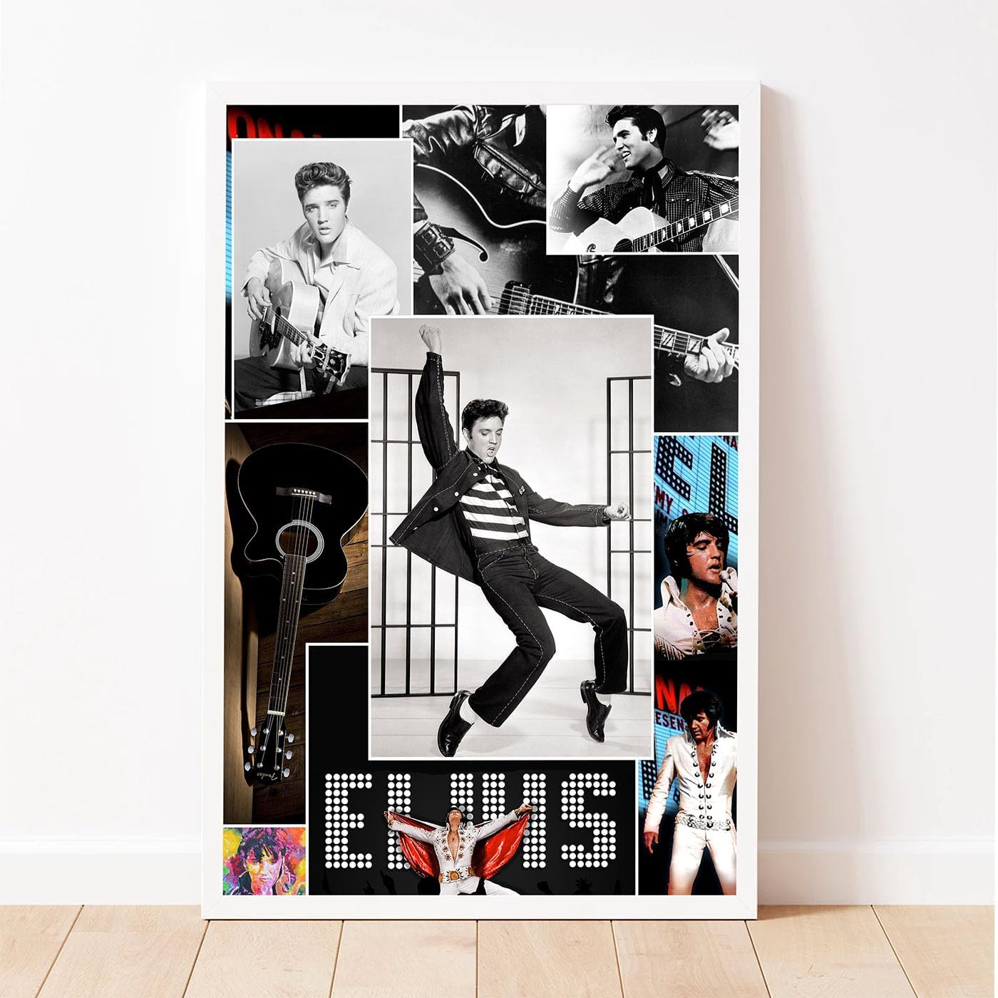 Póster de collage de tributos, póster impreso de 11 x 17 pulgadas, sin marco, brillante, Elvis para pared, decoración de la cárcel