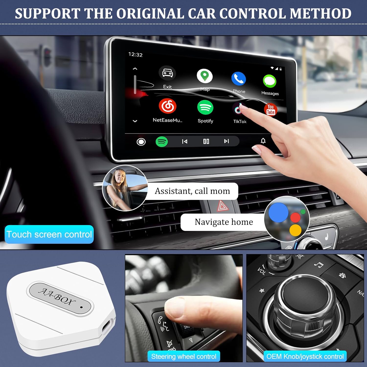 Adaptador automático inalámbrico para Android, dongle automático inalámbrico Android, teléfonos Android convierte Android Auto con cable a