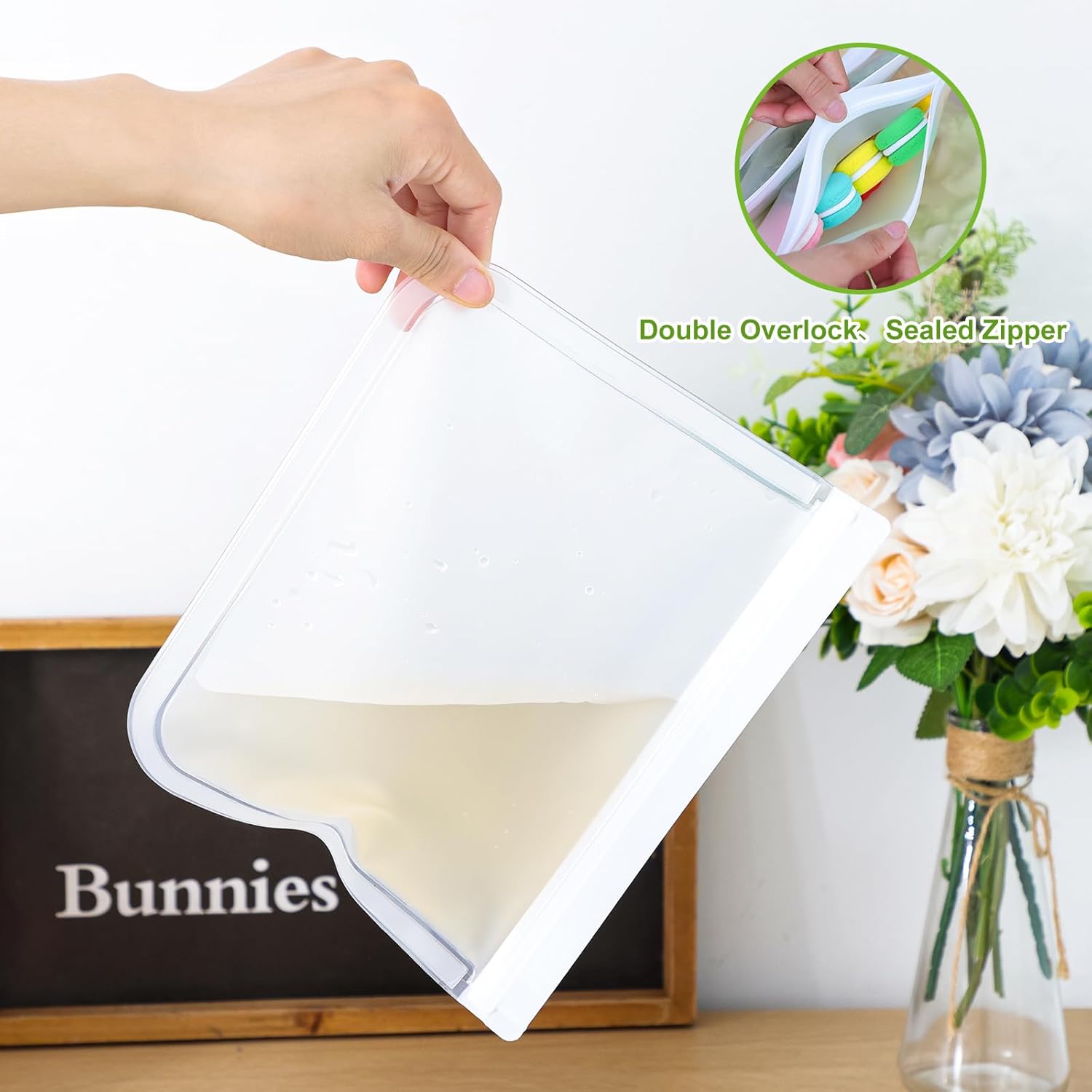 Moretoes Paquete de 14 bolsas reutilizables para congelador, bolsas de silicona reutilizables, bolsas de almacenamiento de alimentos para el