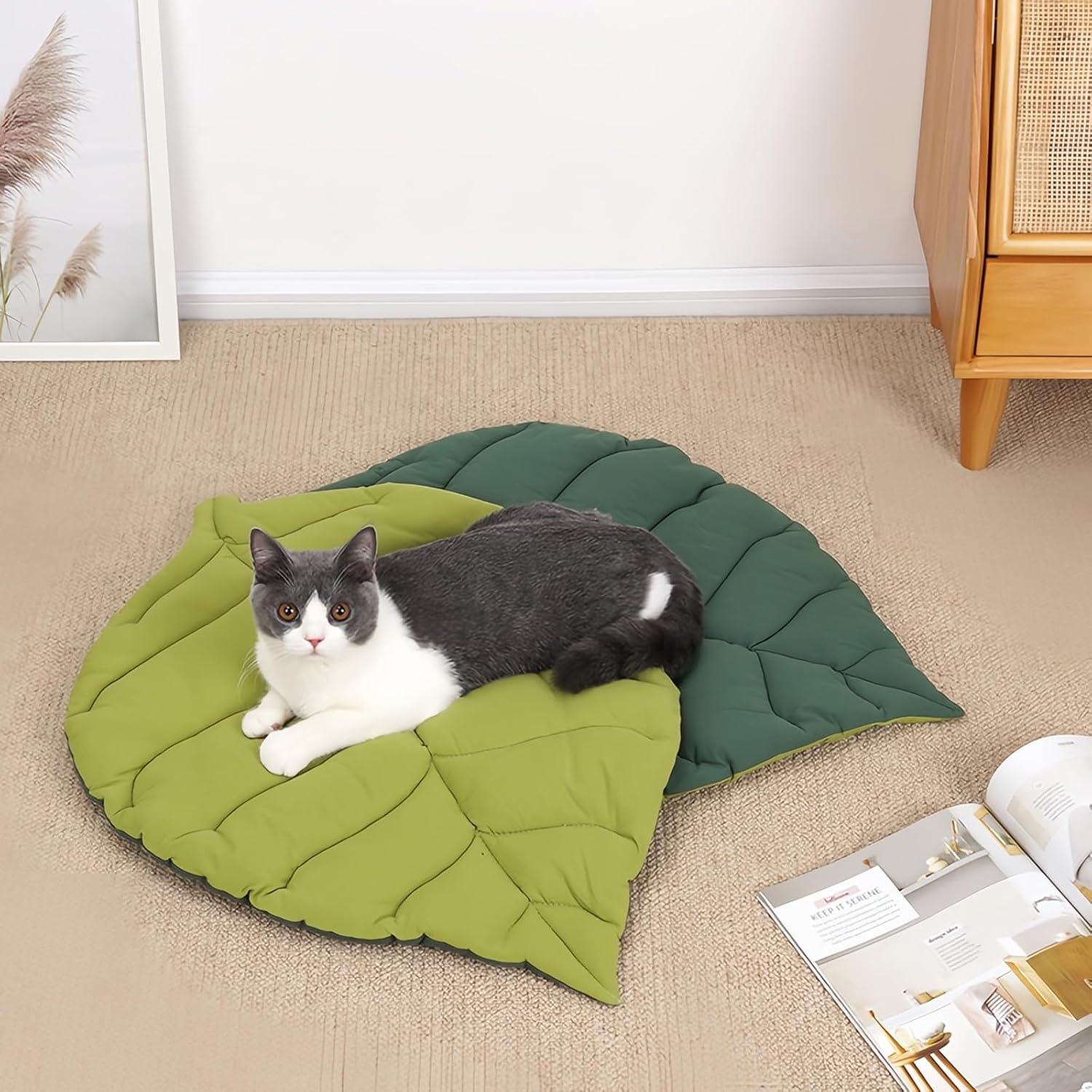 Manta de algodón en forma de hojas para perros y gatos, 1 alfombrilla de doble cara disponible en forma de hoja para perro y gato, manta para