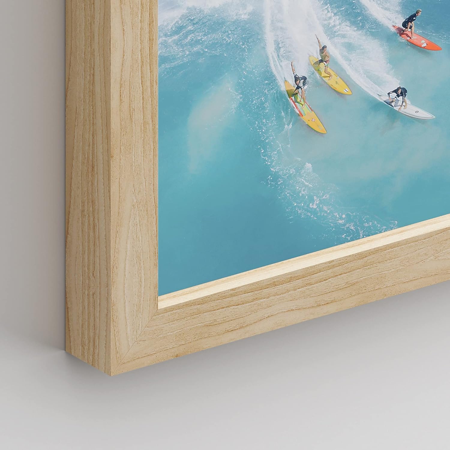 SIGNWIN Arte de pared enmarcado de paisaje náutico del océano, juego de 4 tablas de surf con vista aérea para decoración de pared, decoración de