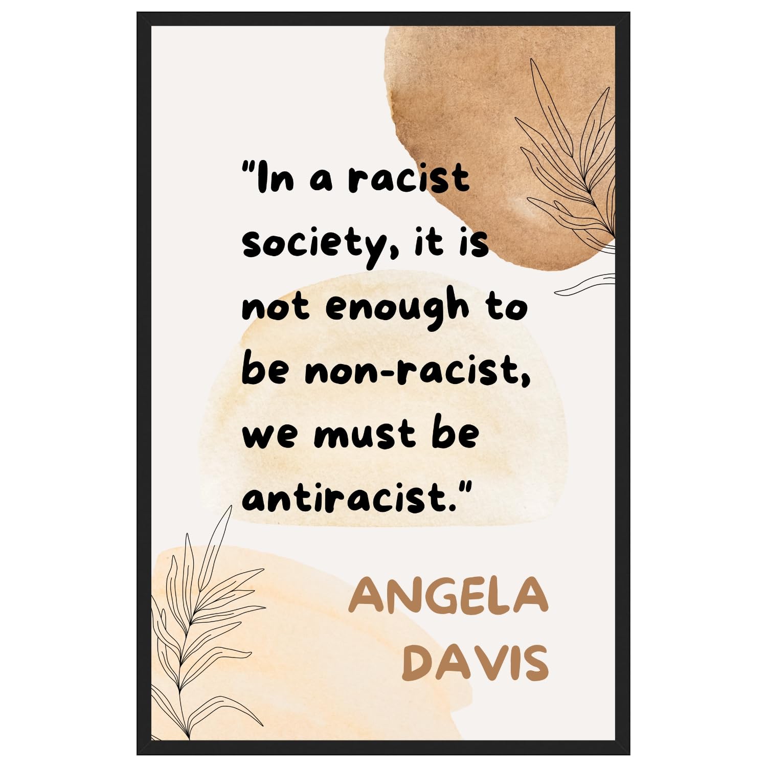 Inspirational Feminist Poster – Angela Davis Quote – Empowered Women Print, Inspirational Wall Art Posters for Teen Girls Room Decor, Womens History