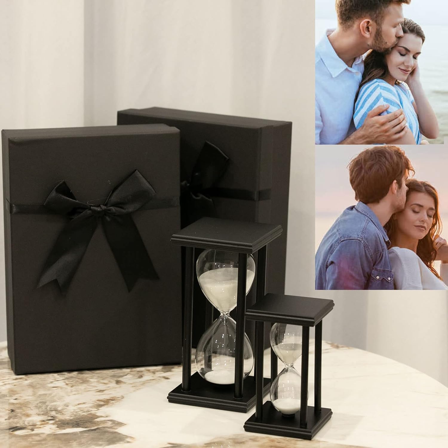 Temporizadores de arena de reloj de arena de 30 minutos, temporizador de arena grande para regalo, vidrio de arena decorativo de madera,