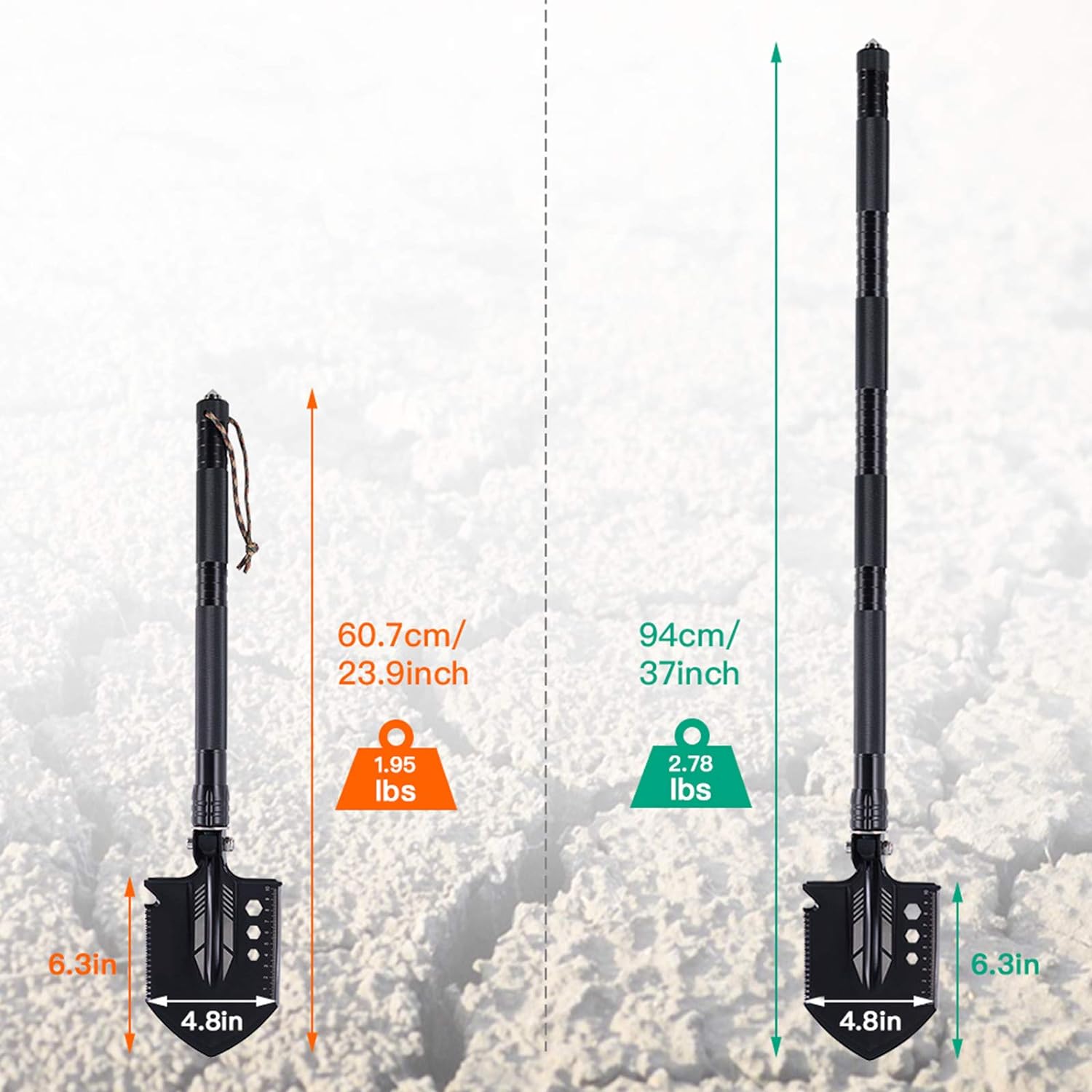 Camping Folding Shovel Survival Tool with Carrying Pouch Military Shovel Multitool for Car Emergency Camping Hiking Backpacking Fishing Gardening