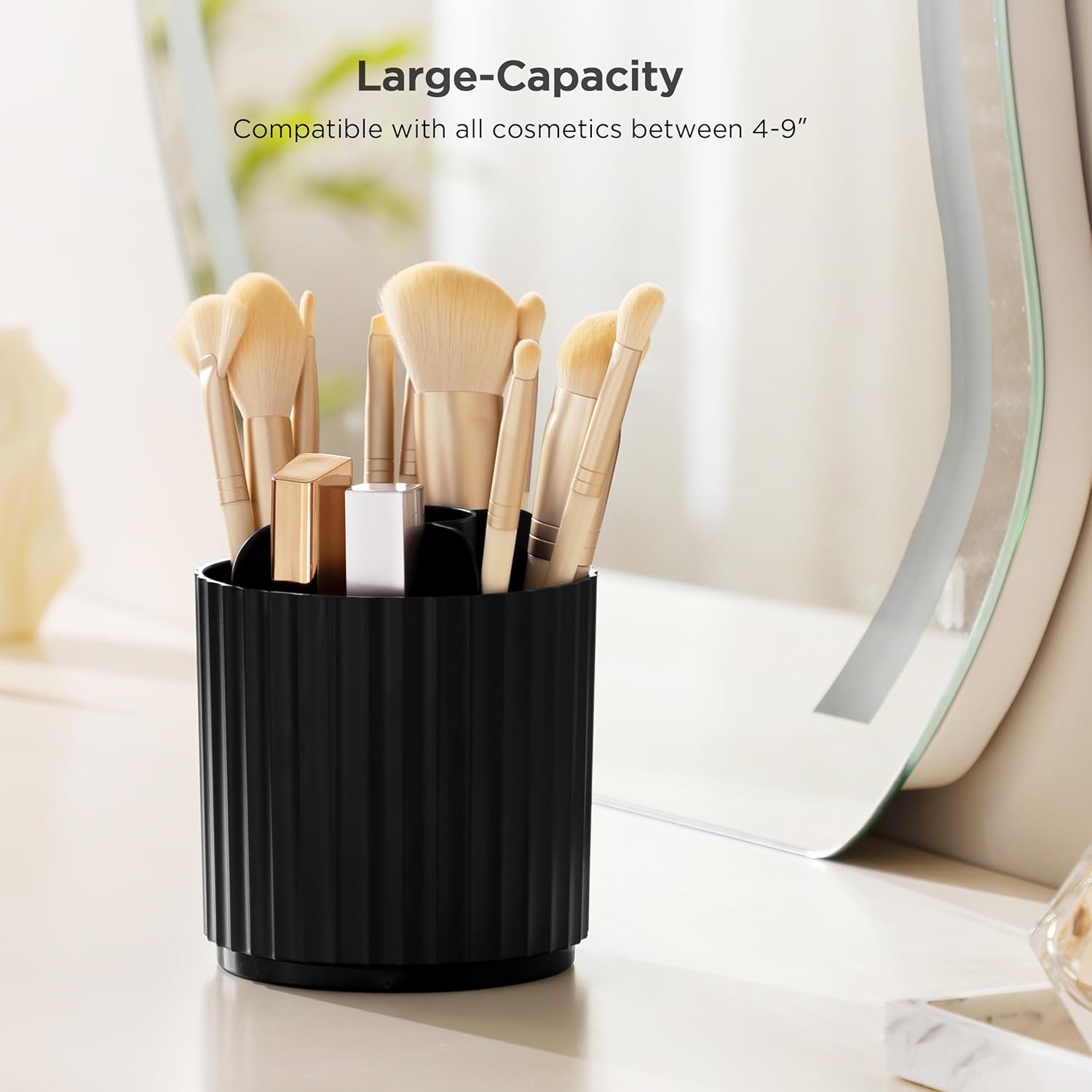 HBlife Soporte giratorio para brochas de maquillaje, organizador de brochas de maquillaje con tapa, organizador de cosméticos, a prueba de polvo,
