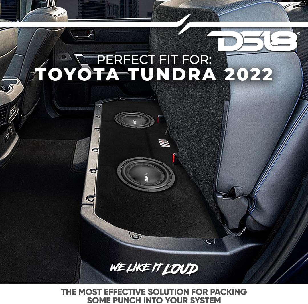 DS18 ENS-TUNDRA210LDA Carcasa Toyota Tundra con 2 subwoofers de 10 pulgadas, 1200 W, RMS 2400 W Max y 1 amplificador monobloque, caja sellada