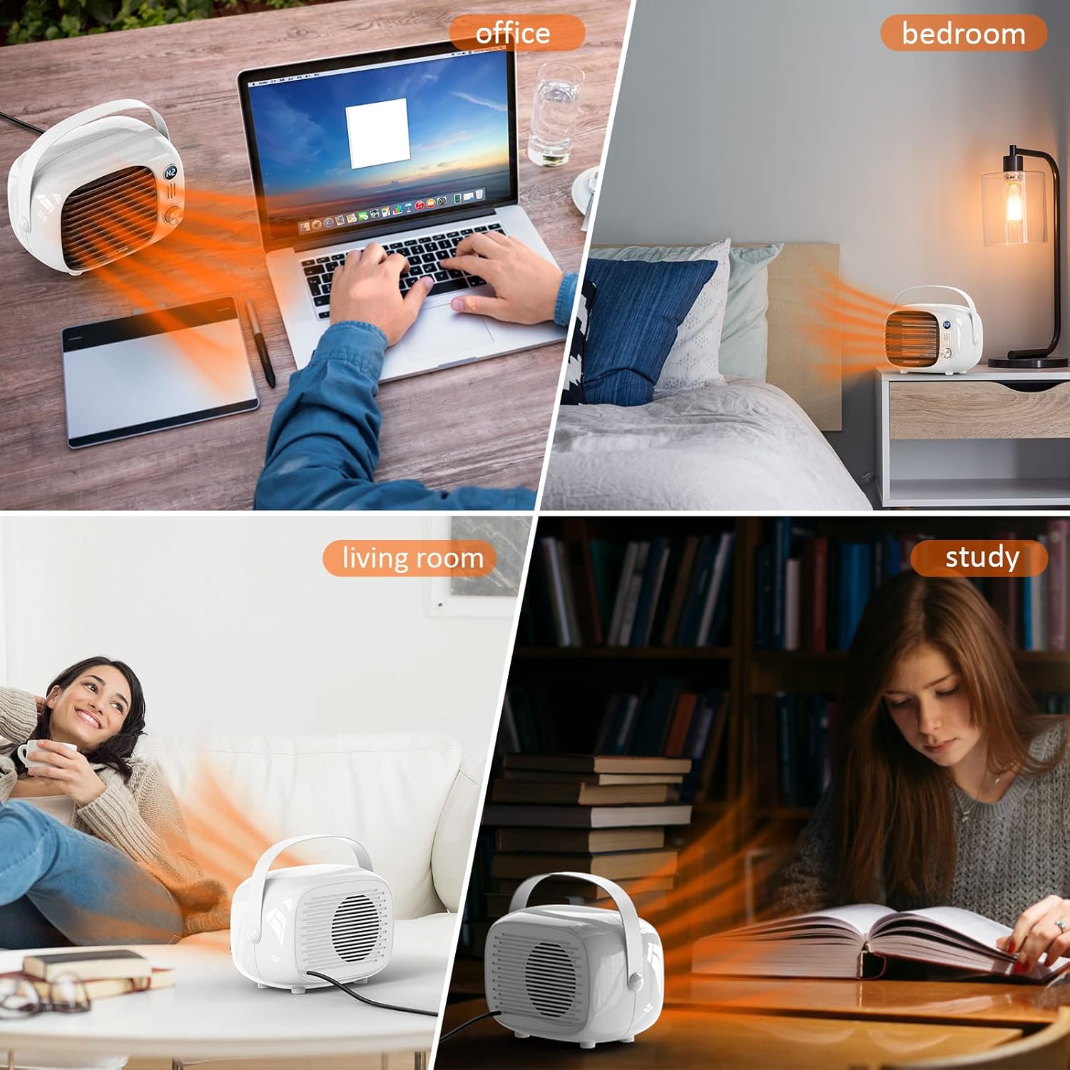 Coolfor Calentador de espacio, calentador de escritorio de calentamiento rápido con control de temperatura, ventilador de cerámica seguro y