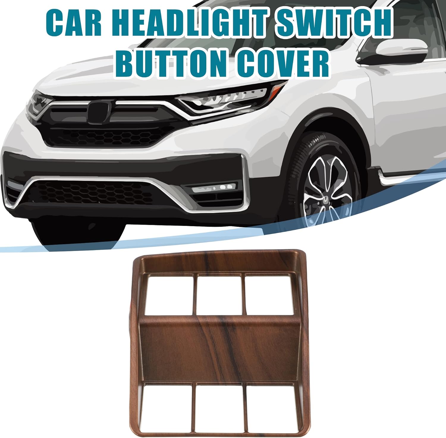 Cubierta del botón del interruptor de los faros del automóvil, accesorios interiores para Honda CRV 2017-2022, patrón de textura de madera de