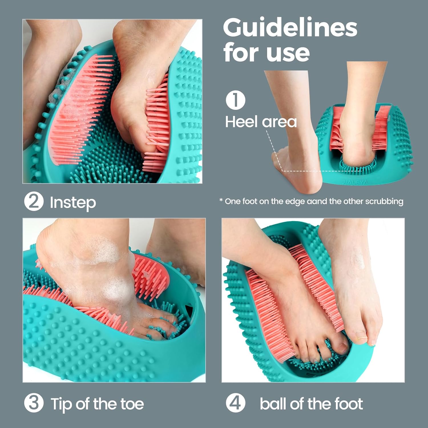 JIALEYA Lu-lala Shower Foot Scrubber – Portable Manual Foot Massager Cleaner Care for Soothe Feet Neuropathy Achy, Improve Foot Circulation – Wet