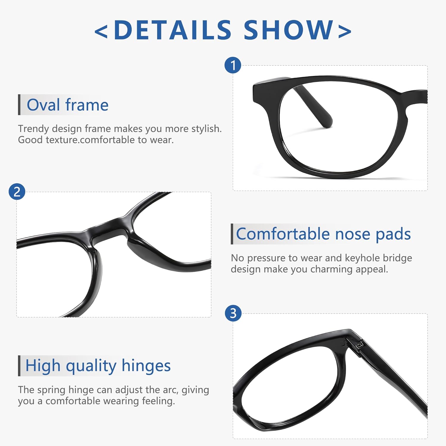 Przene Gafas de lectura pequeñas para mujeres y hombres, ovaladas con bloqueo de luz azul, con bisagra de resorte, paquete de 4