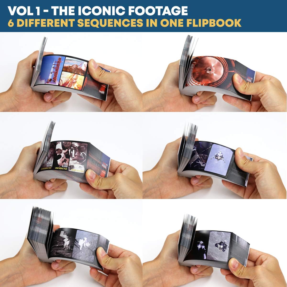 The Apollo 11 Flipbook Edition – 2 Flipbooks con 12 animaciones con el primer aterrizaje lunar de la NASA – Emocionante juego educativo – con cohete
