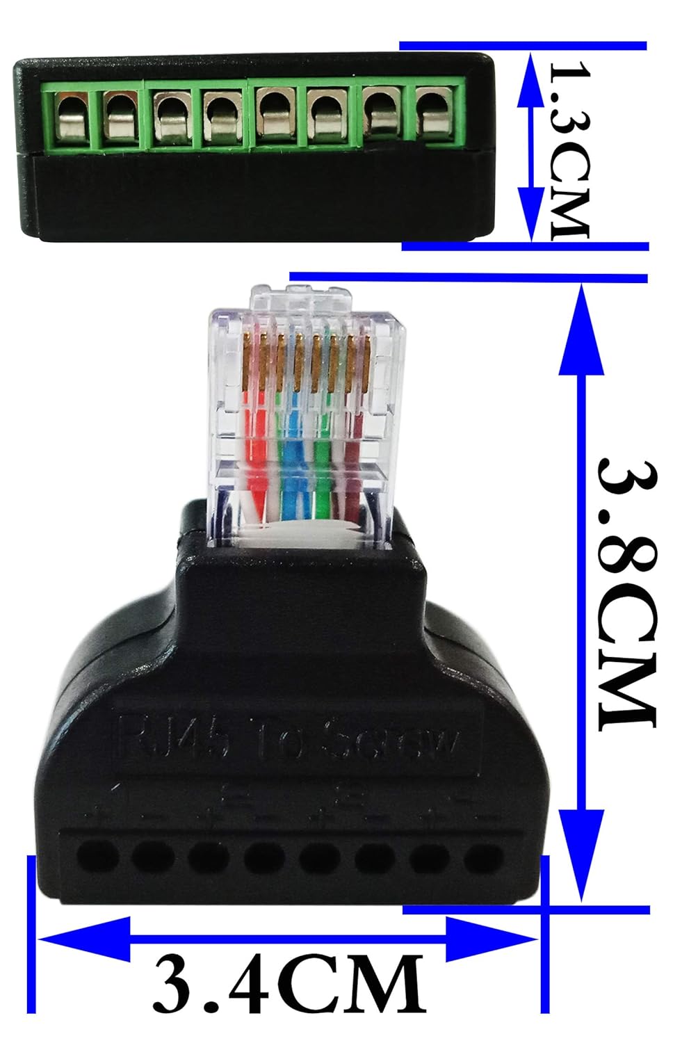 CGTime – Conector RJ45 macho a 8P 8C hembra tipo tornillo terminales Ethernet chapado en oro red Plug Cable AV CCTV UTP Cat5 Cat6 Cat7 conectores