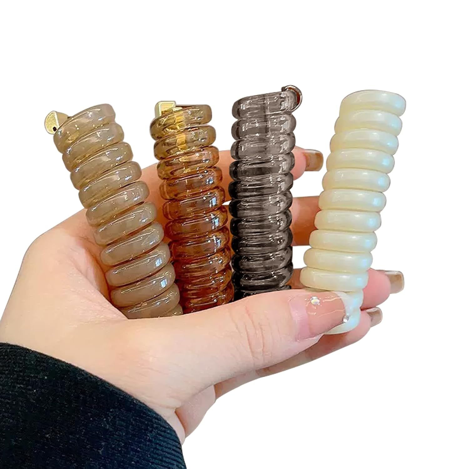 Banda de pelo en espiral trenzada, elegante cable de teléfono, bobinas para el cabello, sin arrugas, soportes para cola de caballo para mujeres y