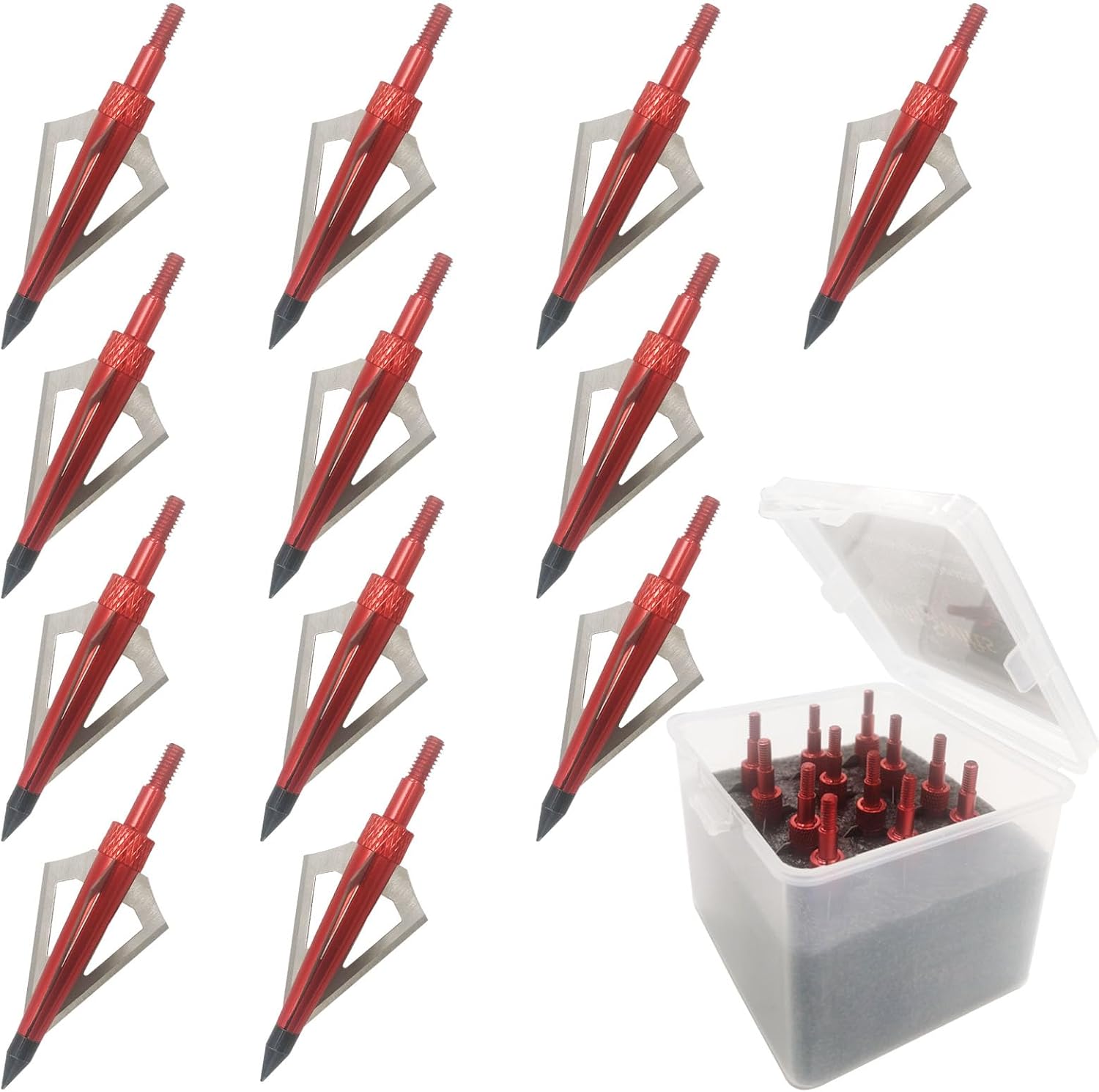 Flying Swifts Cabezas de caza con 3 cuchillas para tiro con arco, 100 o 125, grano, 12 unidades, puntas de flecha atornilladas, compatibles con