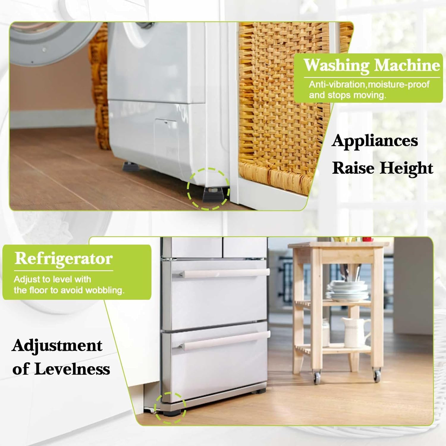 Paquete de 4 elevadores de muebles de 1 pulgada, elevadores de cama ajustables resistentes para mesa, escritorio, sofá, gabinete, marco de cama,