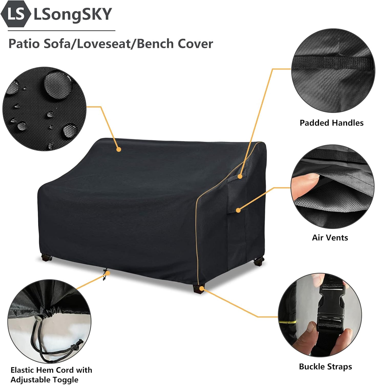Funda para sofá de 3 plazas para patio, funda para sofá para exteriores de hasta 85 pulgadas de ancho x 38 pulgadas de profundidad x 35 pulgadas de