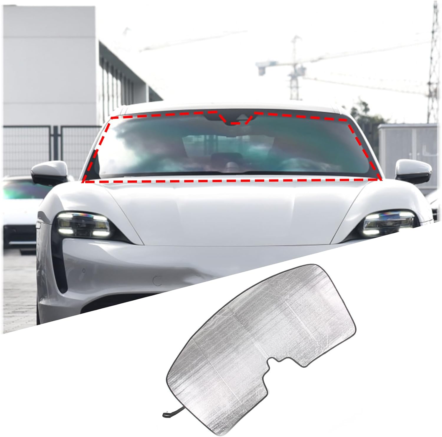 Parasol para parabrisas compatible con Porsche Taycan Sedan 2020 2021 2022 2023, reflector plegable de rayos UV, mantiene tu vehículo fresco,