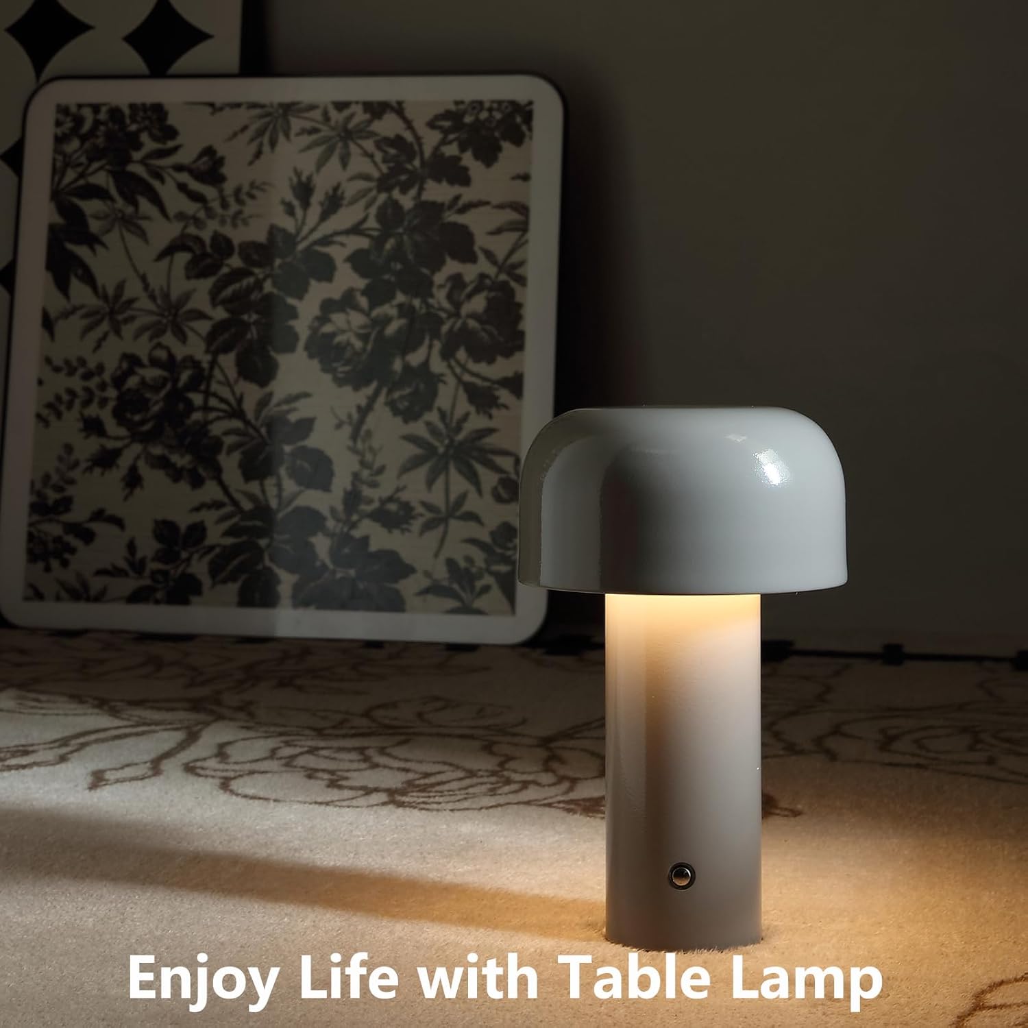 Lámpara de mesa inalámbrica con forma de hongo, lámpara de mesa portátil, lámpara táctil moderna recargable regulable, lámpara de noche pequeña,